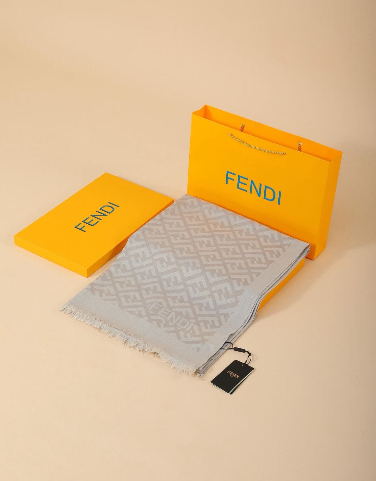 F Desen Yün İpek Şal Kum Beji
