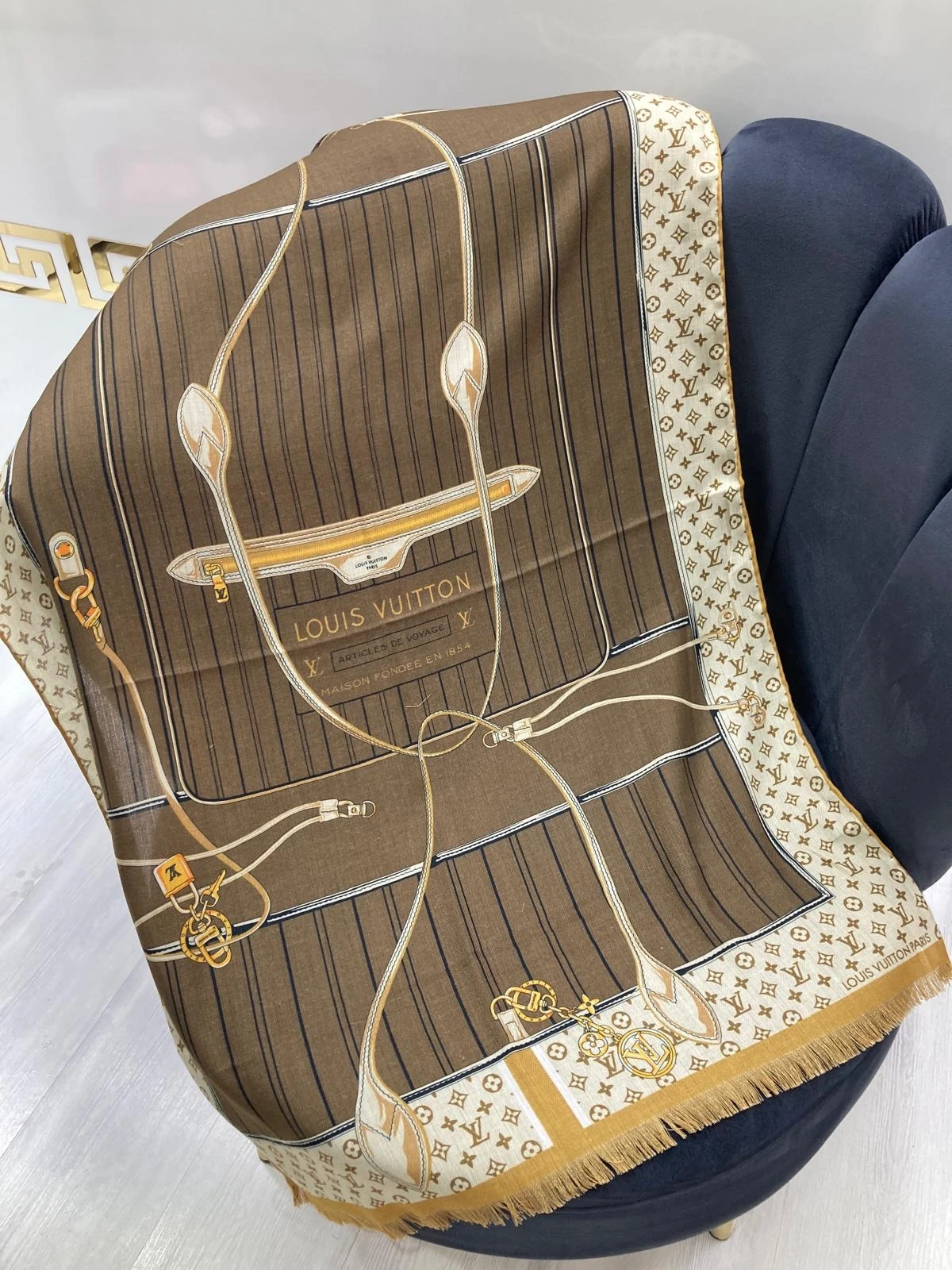 LV İthal Yün Kaşmir Şal Kahverengi