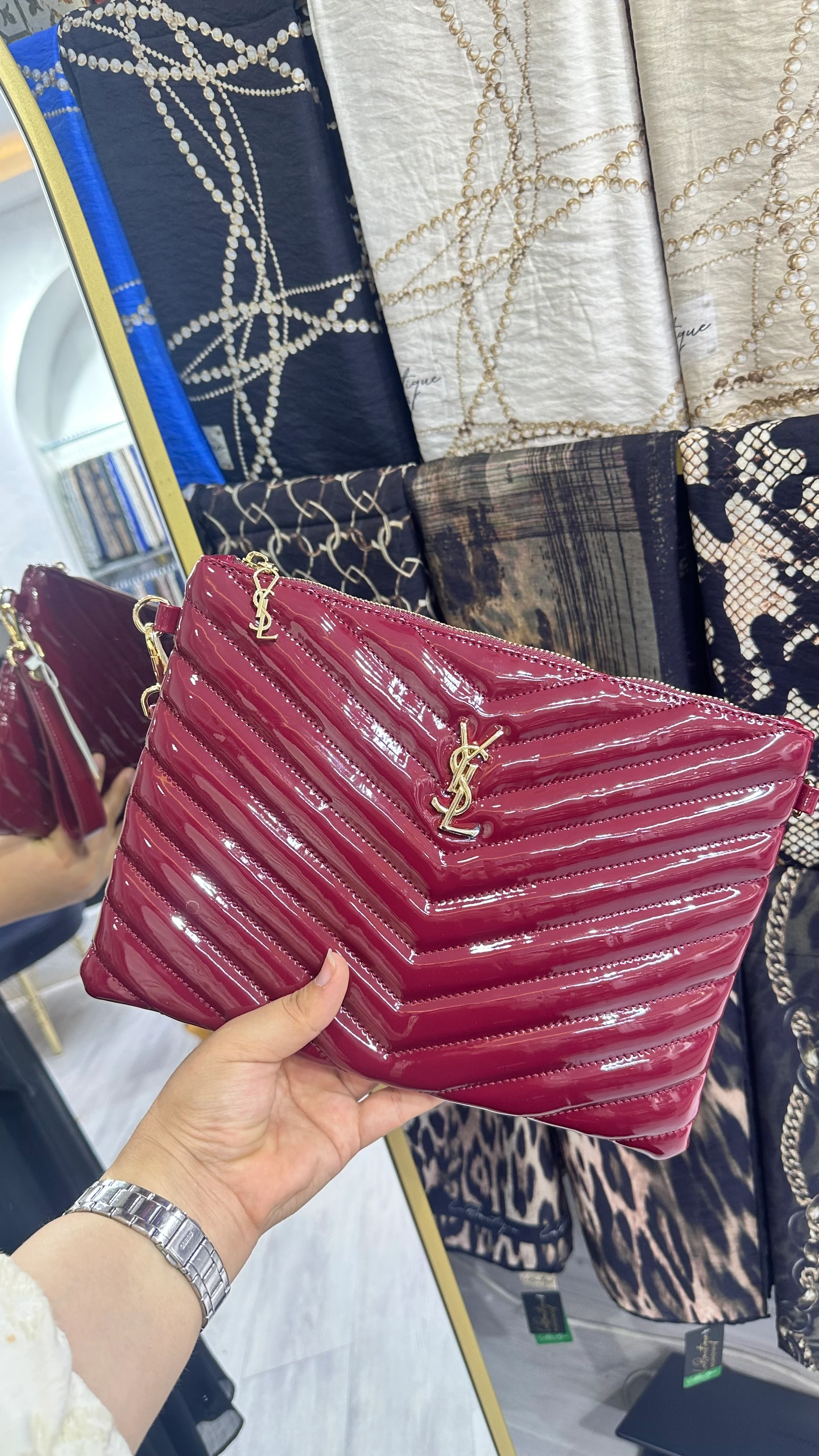 Clutch Çanta Rugan Bordo 