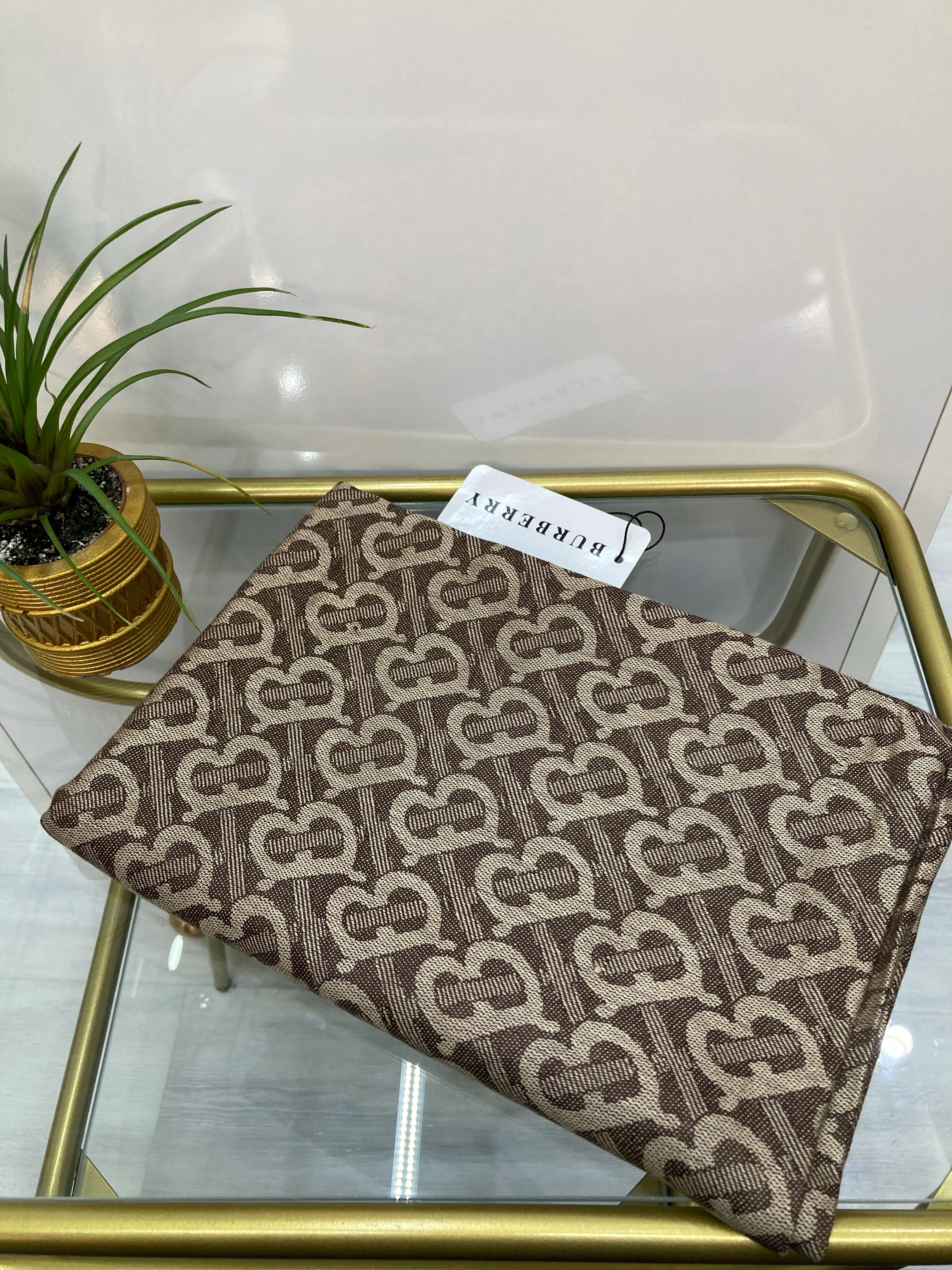 B Desen Kaşmir İpek Şal Kahverengi 