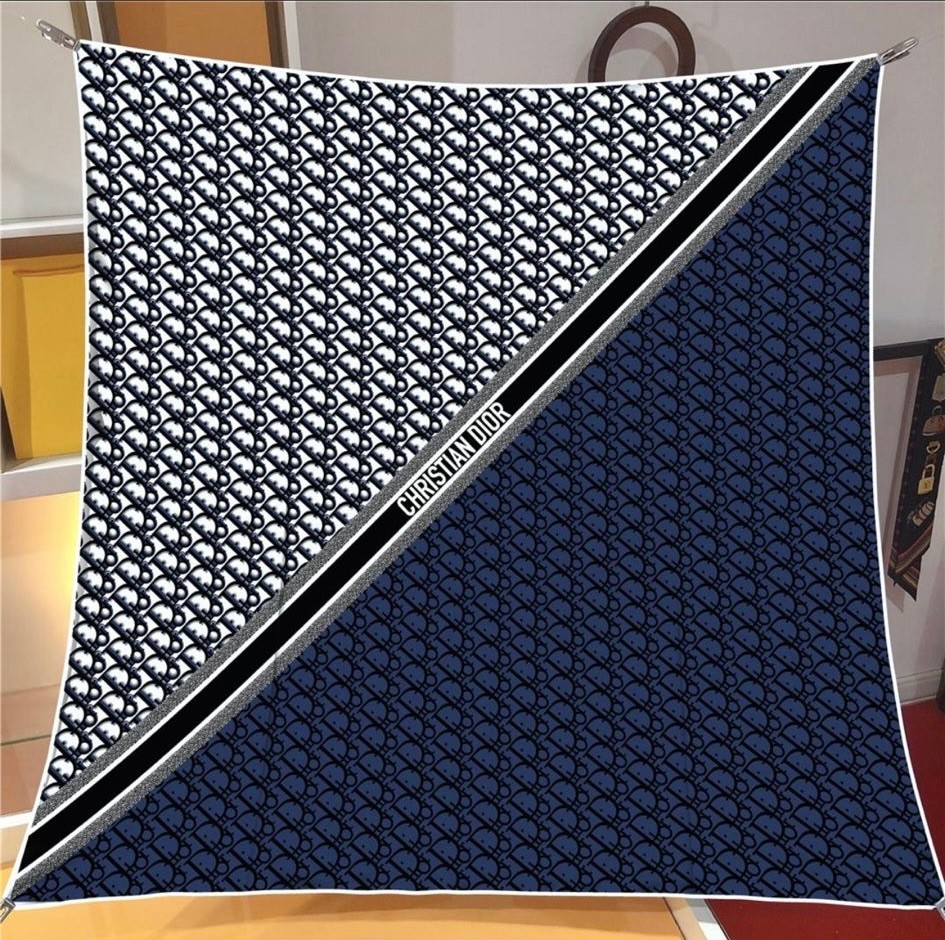 D Monogram Twill İpek Eşarp Lacivert
