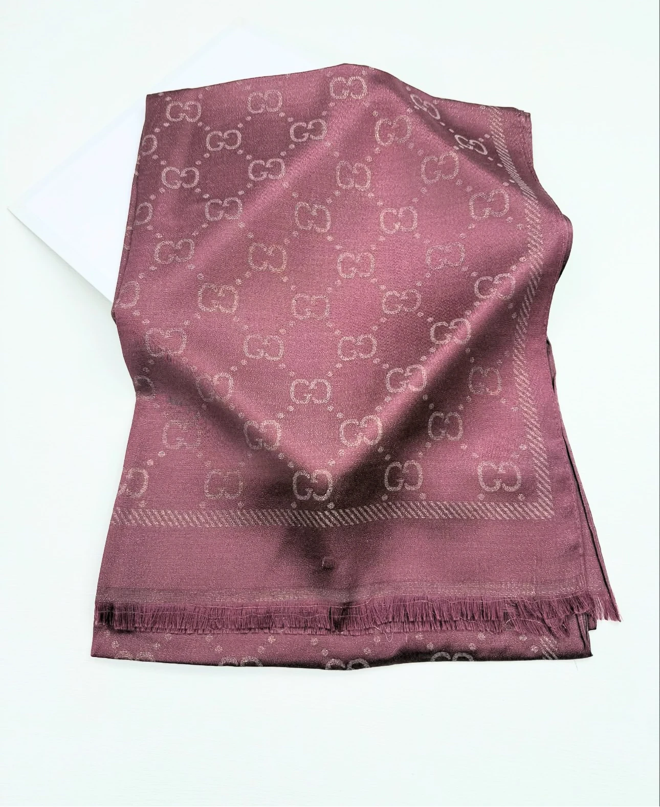 G Desen Simli İpek Şal Mürdüm