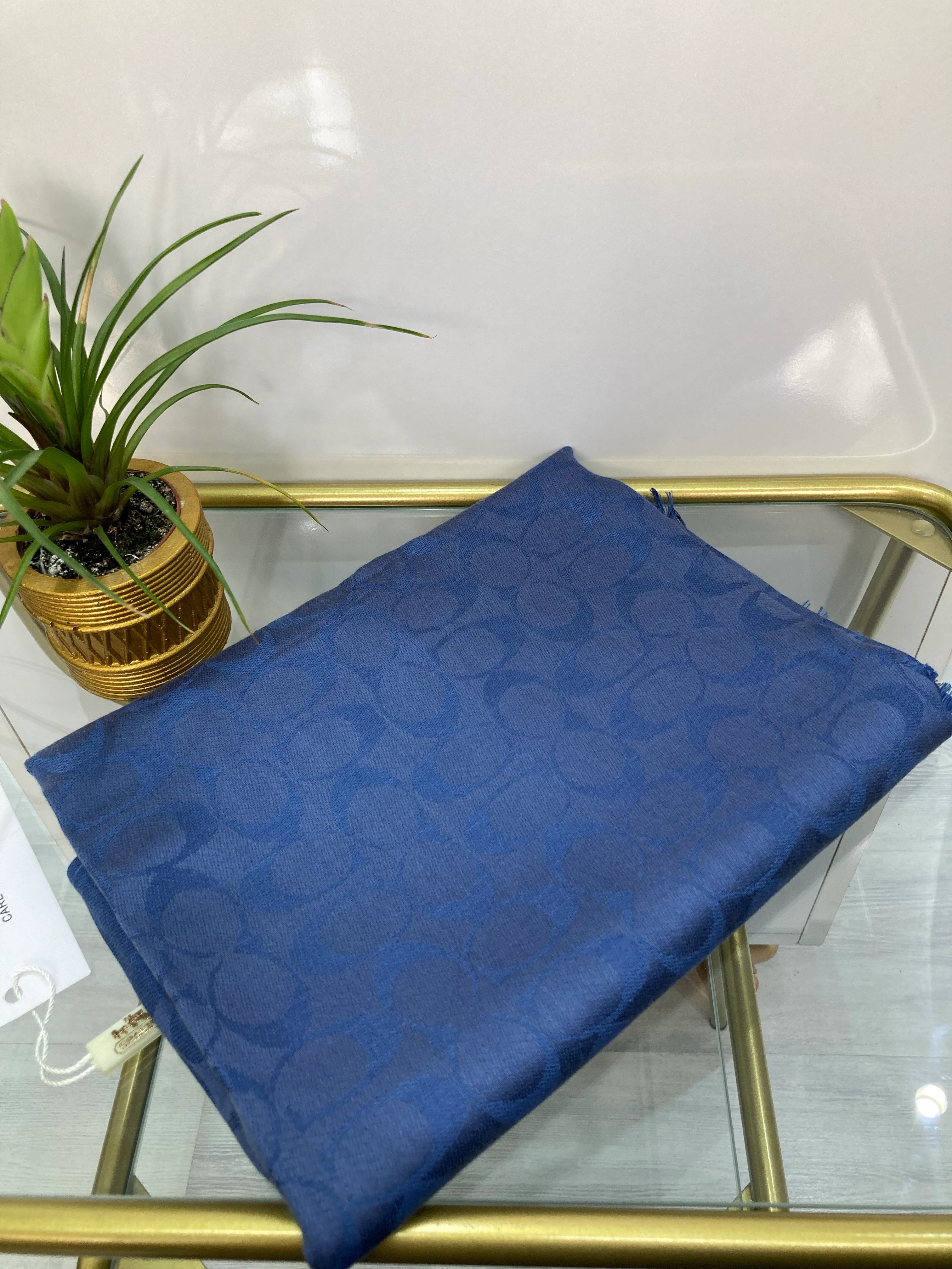 C Desen Kaşmir İpek Şal İndigo