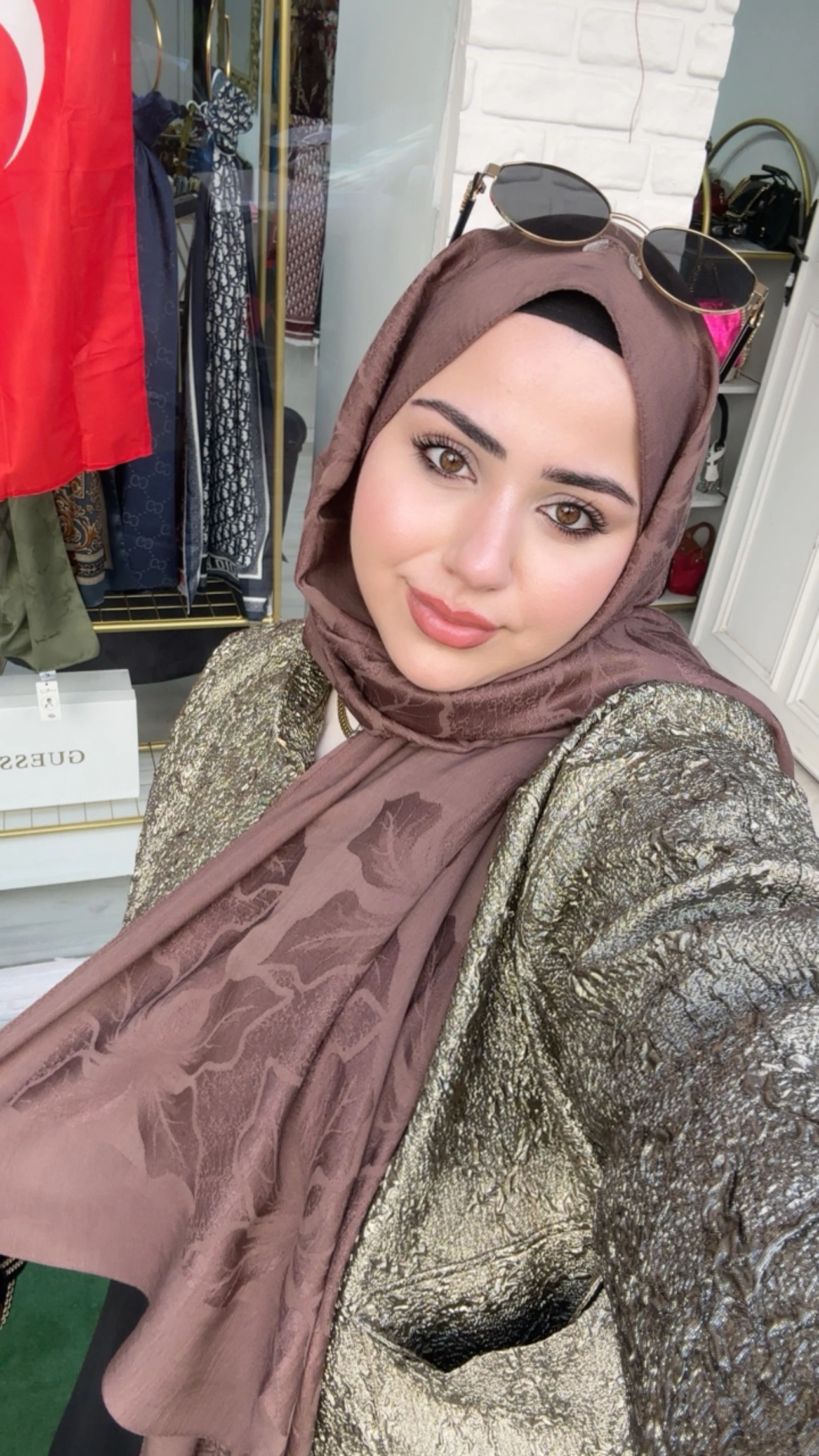 Noura Naia Pamuk Adel Şal Koyu Vizon 