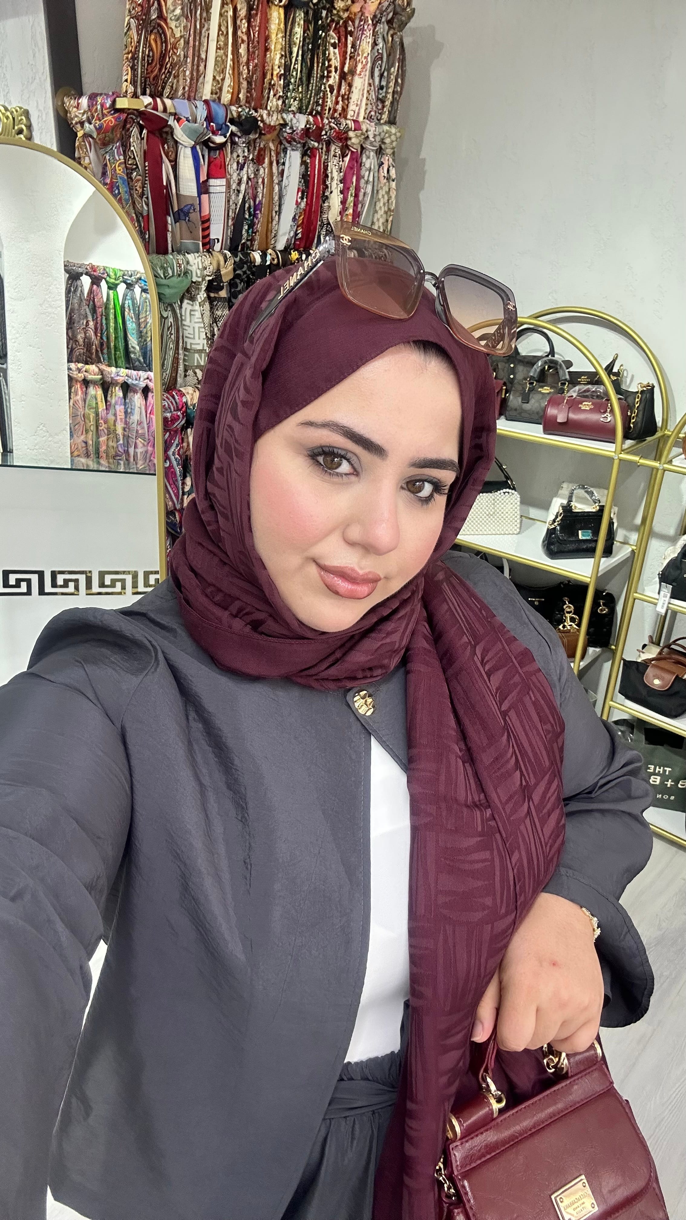 Diamond Naia Pamuk Şal Koyu Bordo