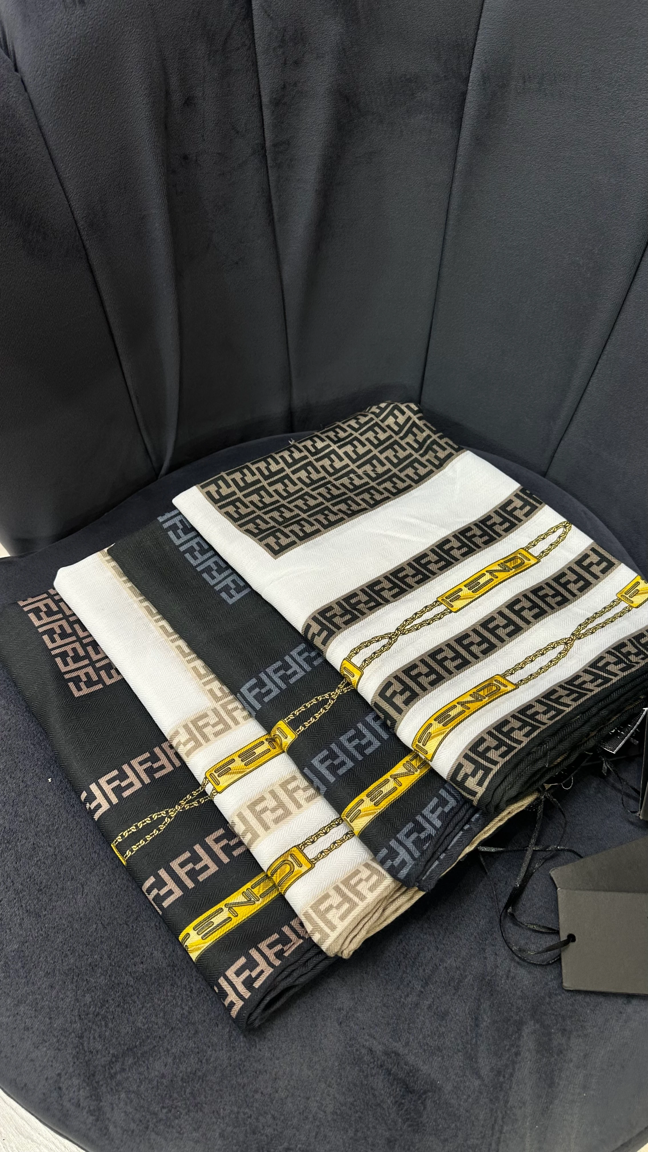 F Monogram İthal Yün Kaşmir Şal