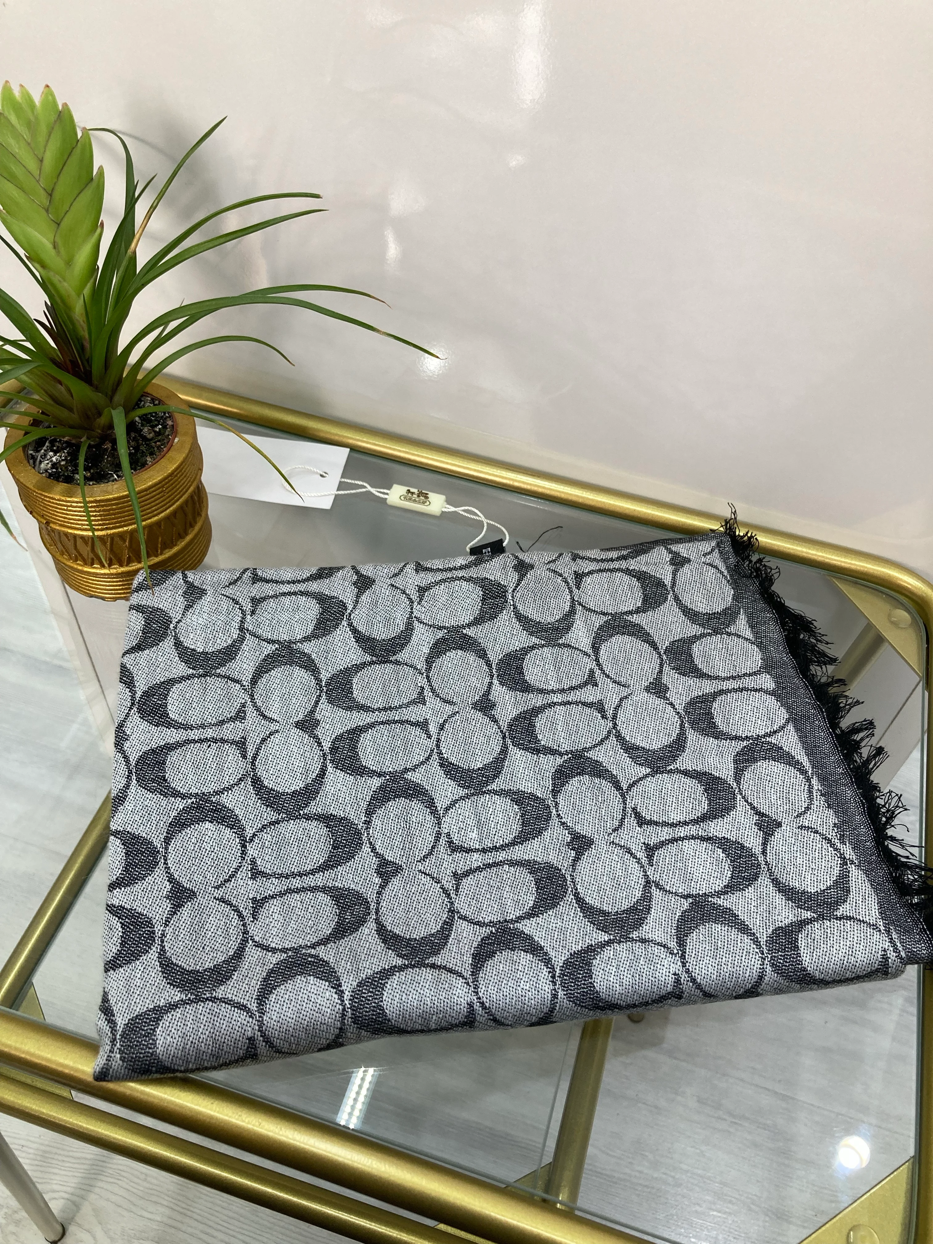 C Desen Kaşmir İpek Şal Gri