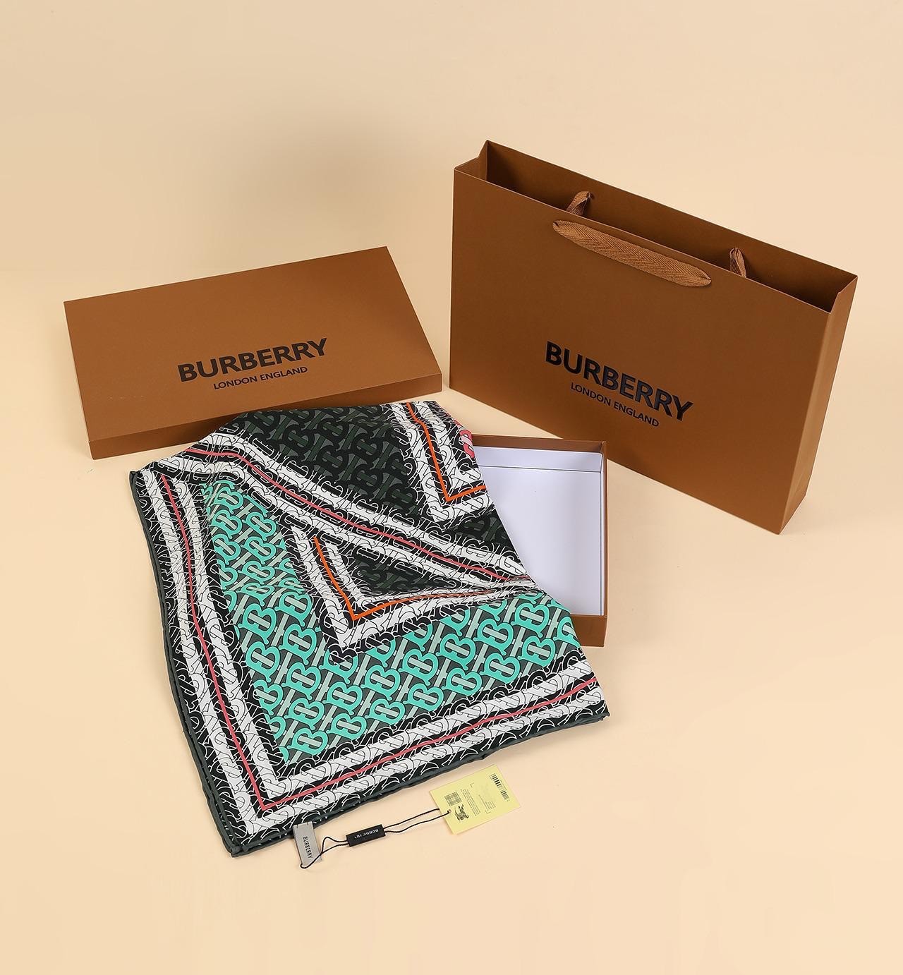 B Monogram Twill İpek Eşarp Yeşil