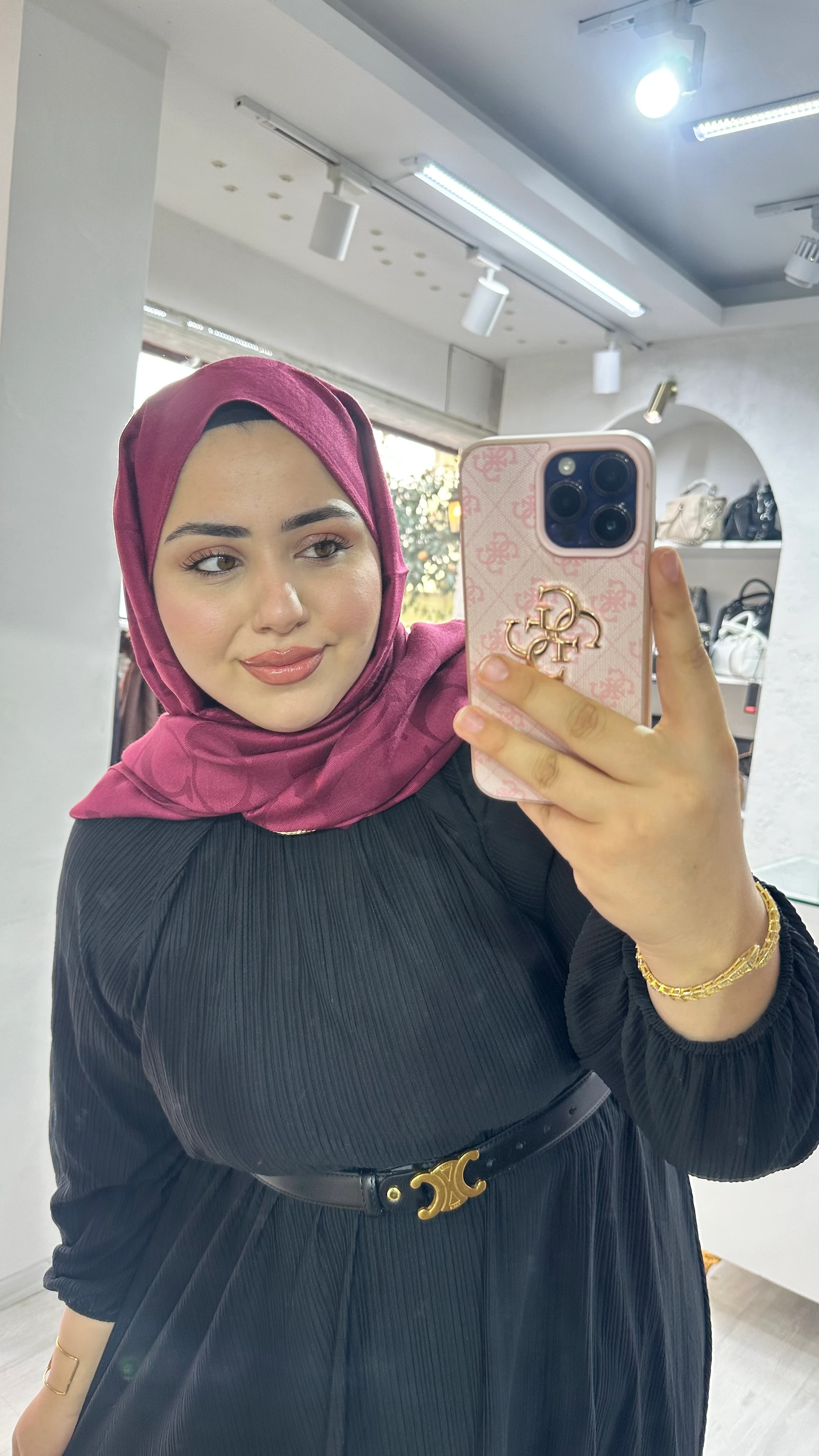 C Desen Yün İpek Şal Vişne 