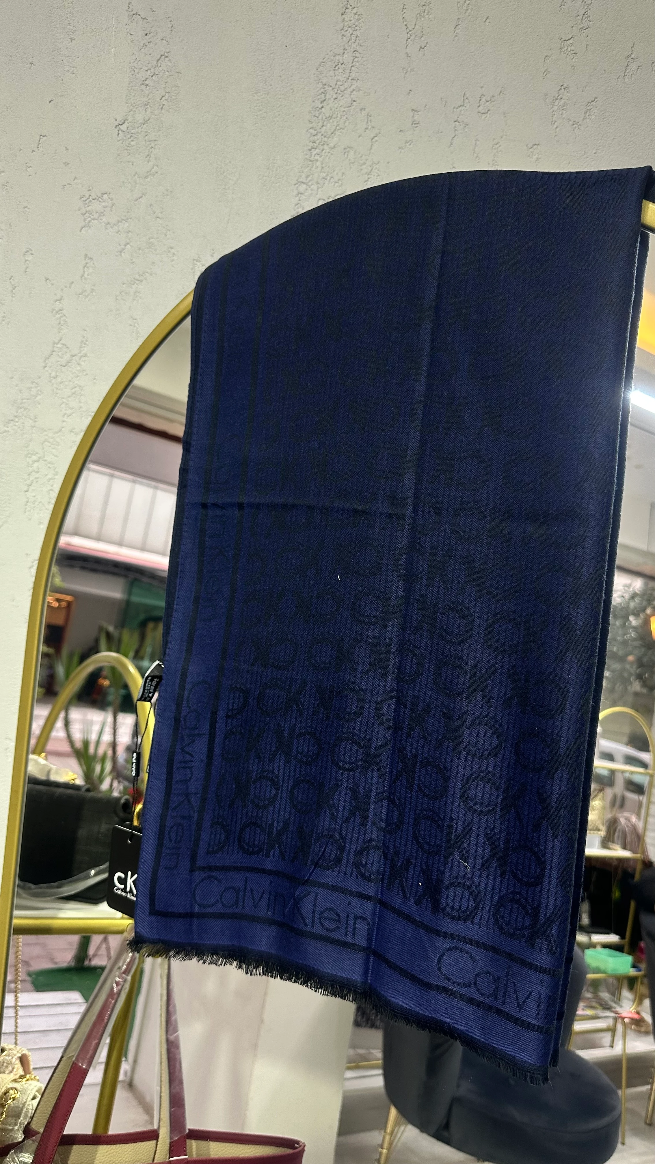 Ck İthal Yün Pamuk Şal Lacivert