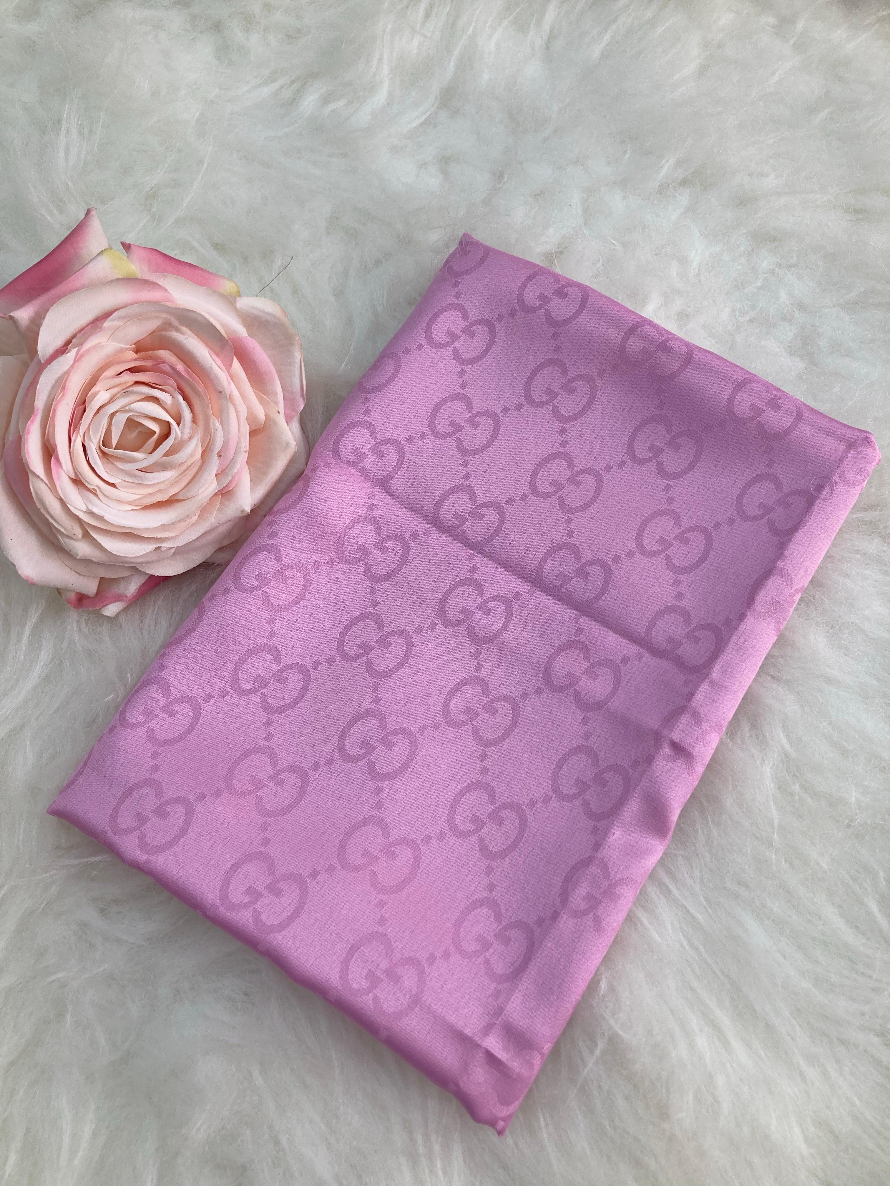 G Monogram Desen Pamuk İpek Şal Pembe