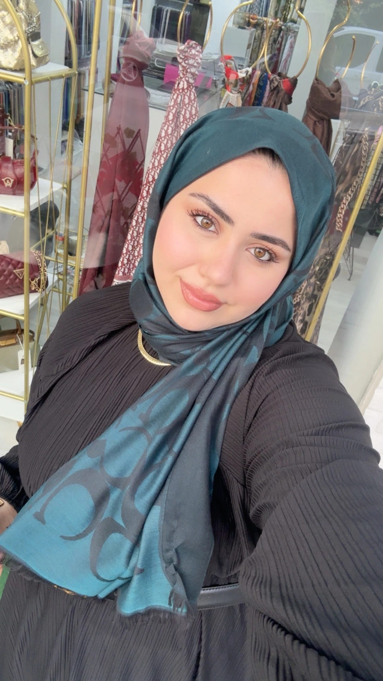 C Desen Yün İpek Şal Petrol 