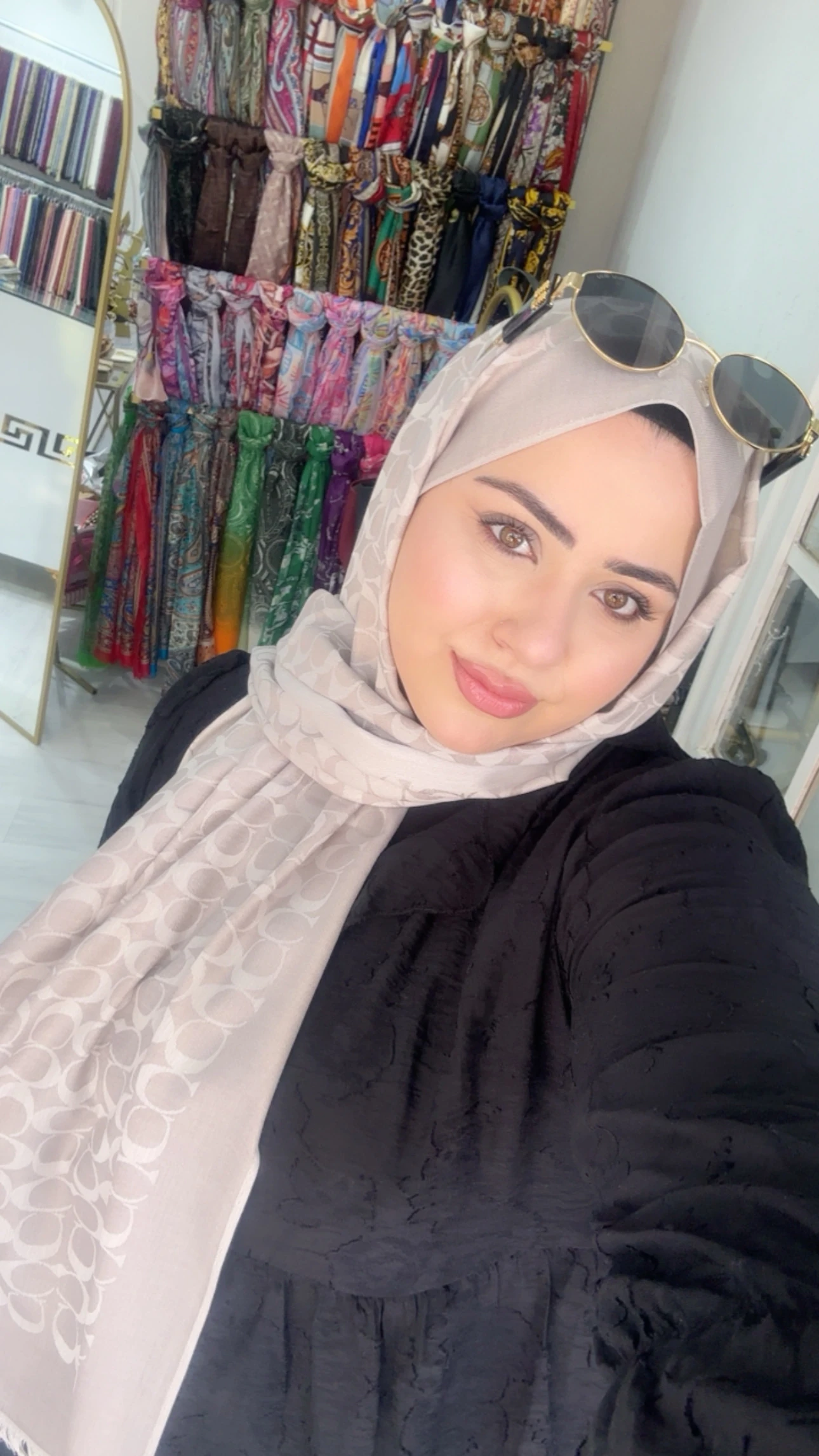 C Desen Yün İpek Şal Kum Beji 