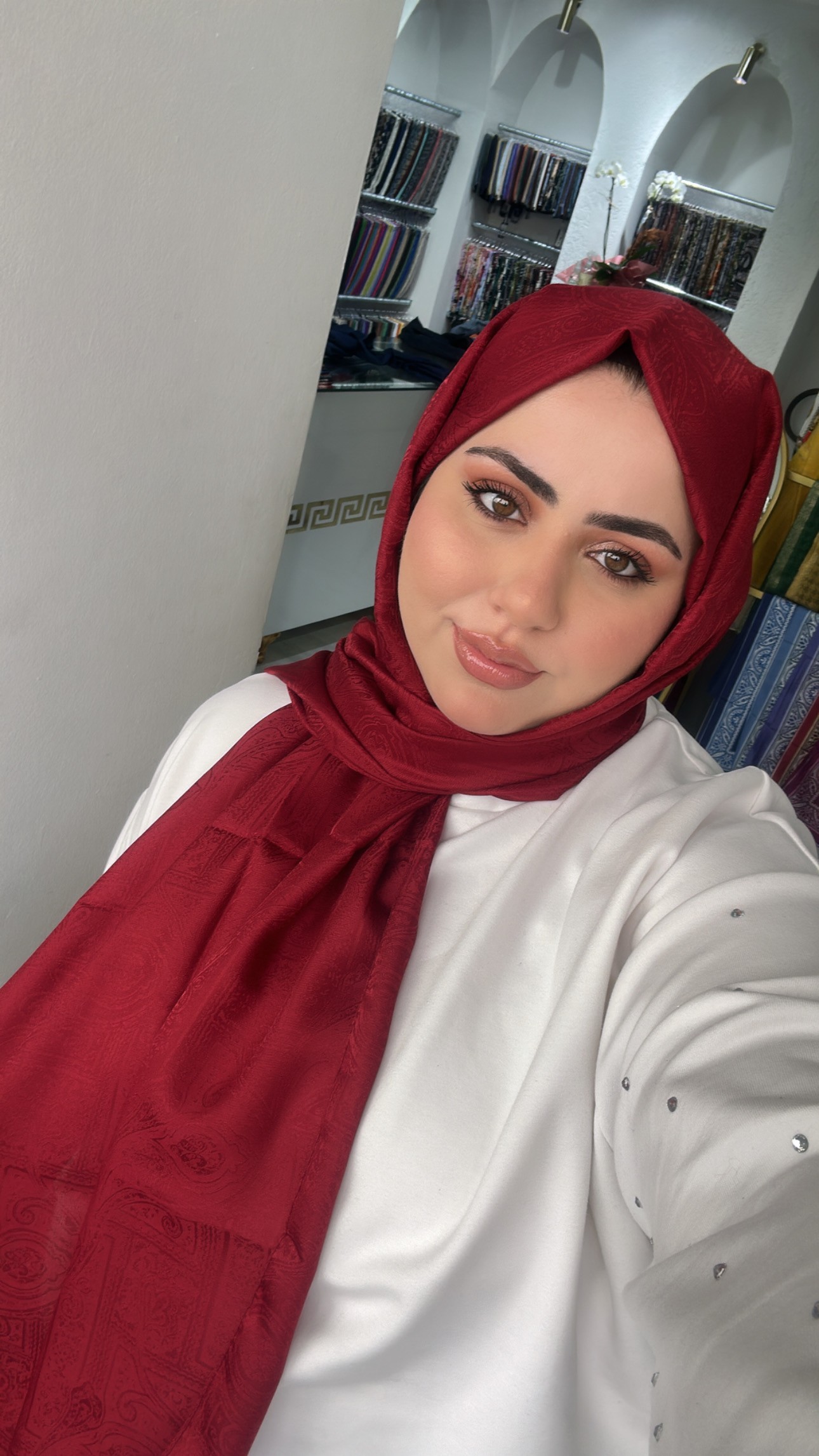 Etnik Monogram Jakar Şal Bordo