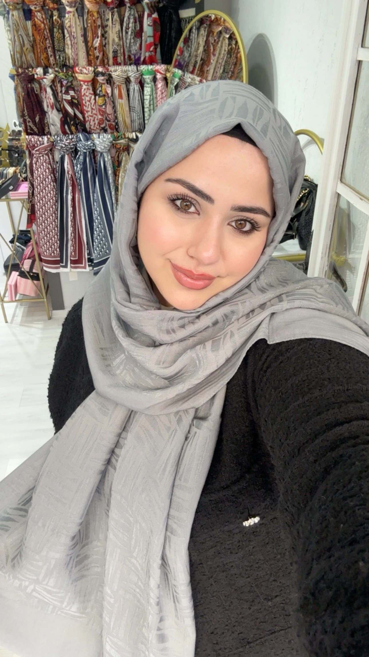 Noura Naia Pamuk Şal Koyu Gri 