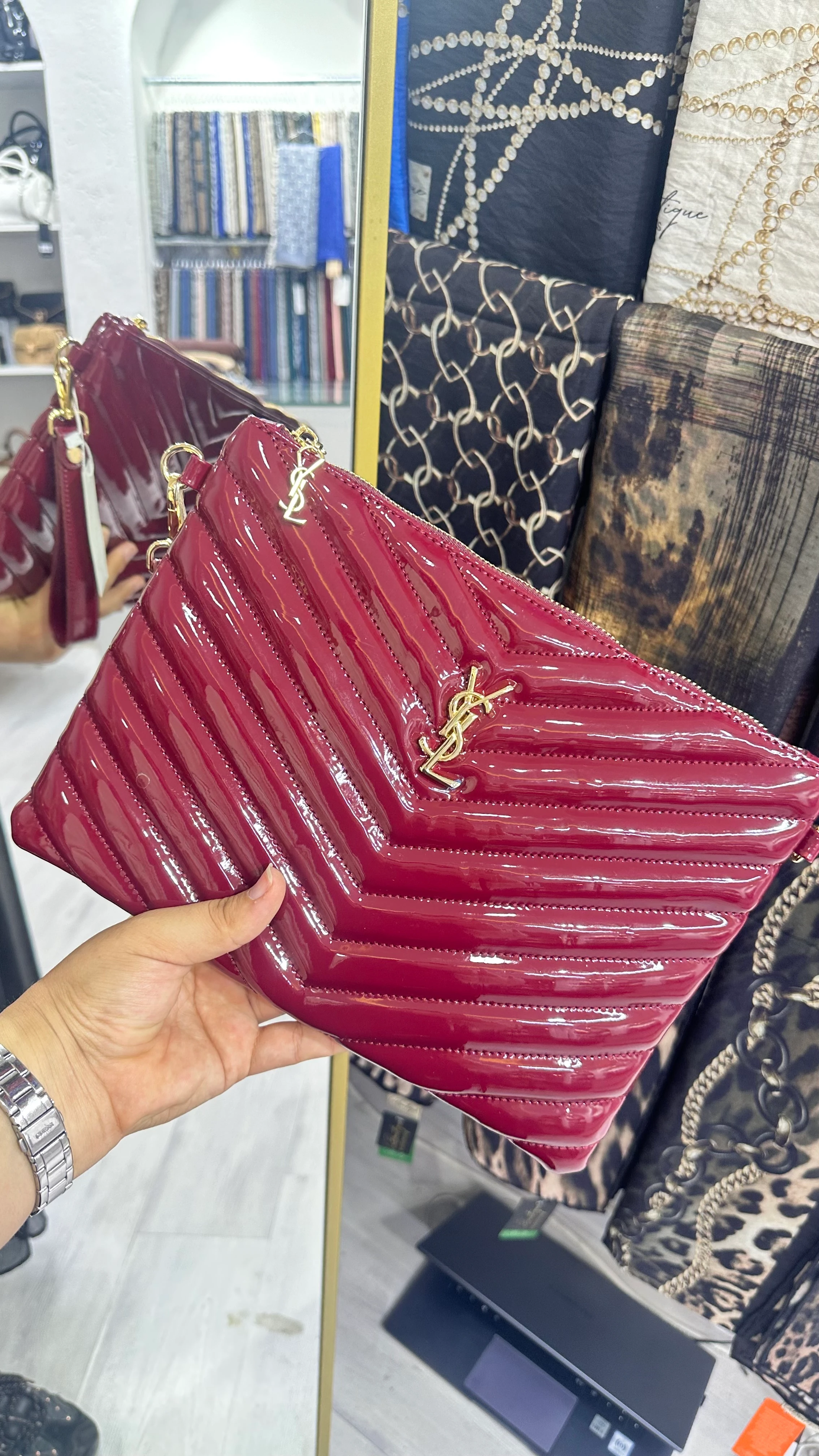 Clutch Çanta Rugan Bordo 