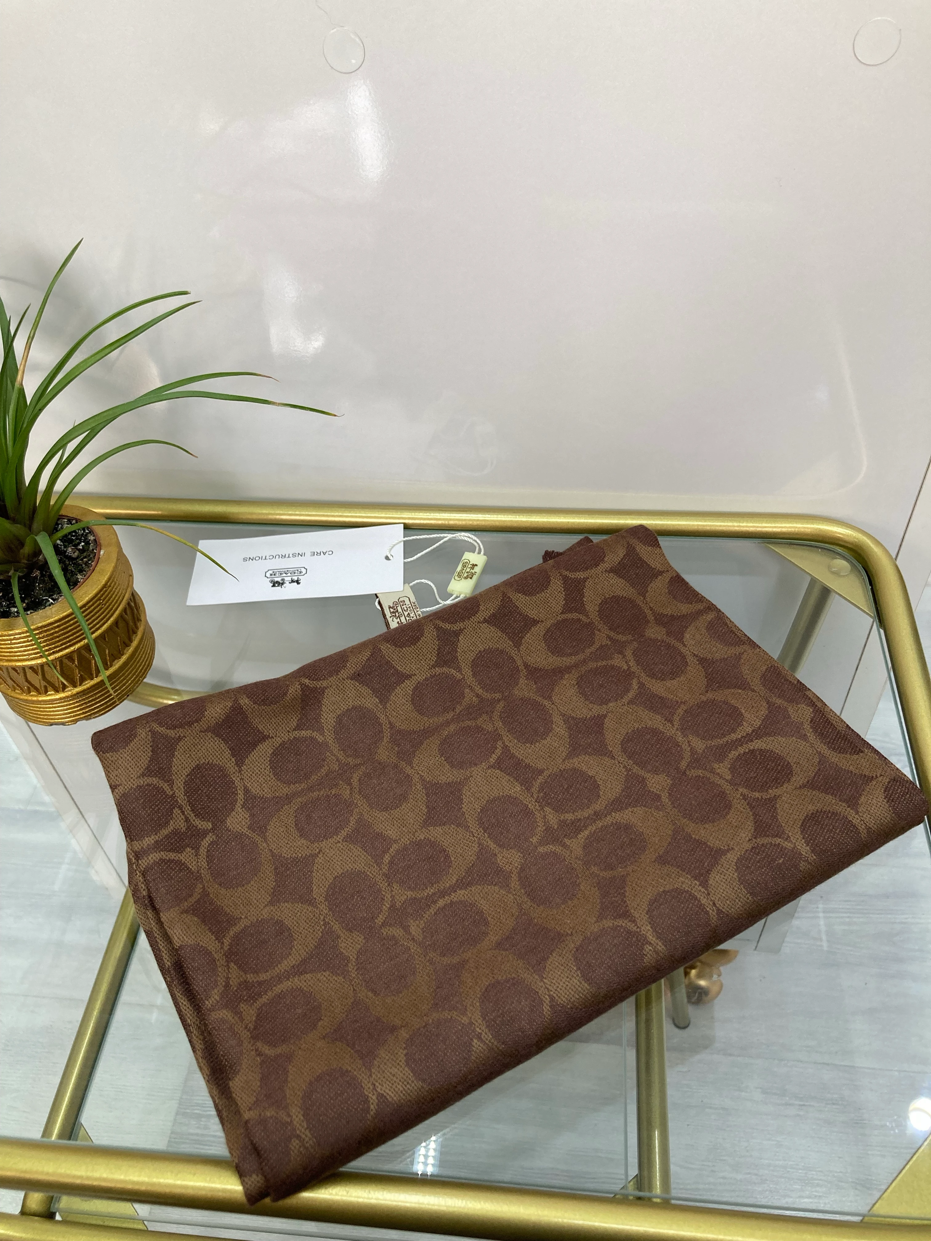 C Desen Kaşmir İpek Şal Kahverengi 