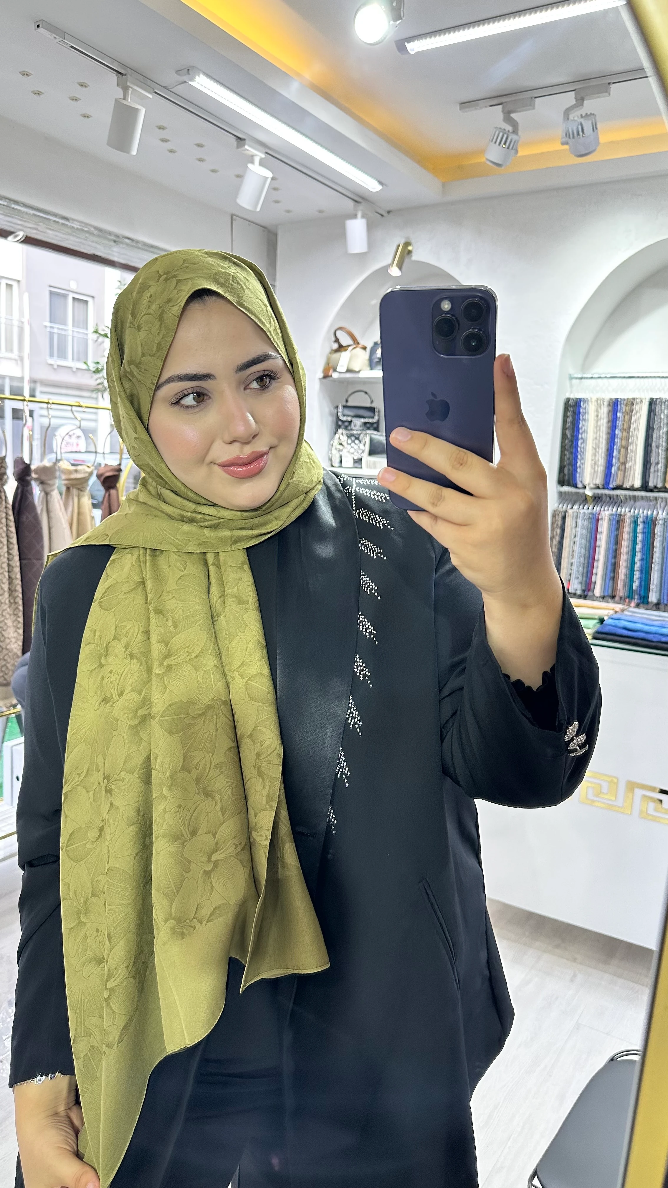 Gold Derin Viskon Şal Yağ Yeşil