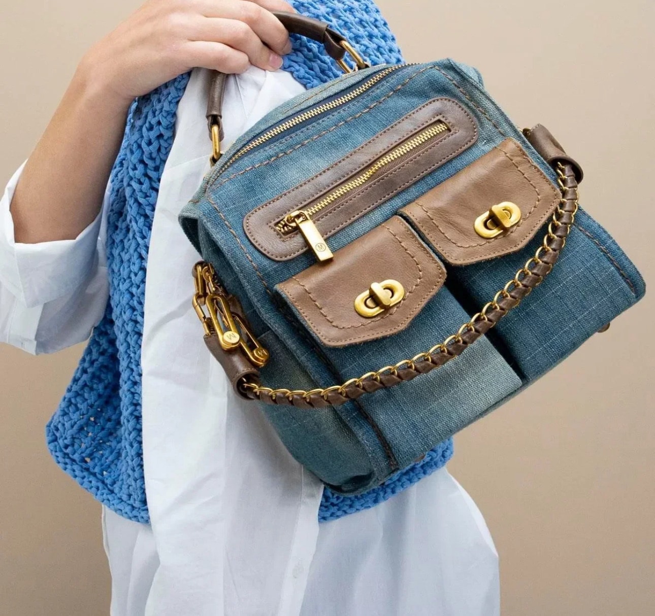 İthal Denim Sırt Çanta 