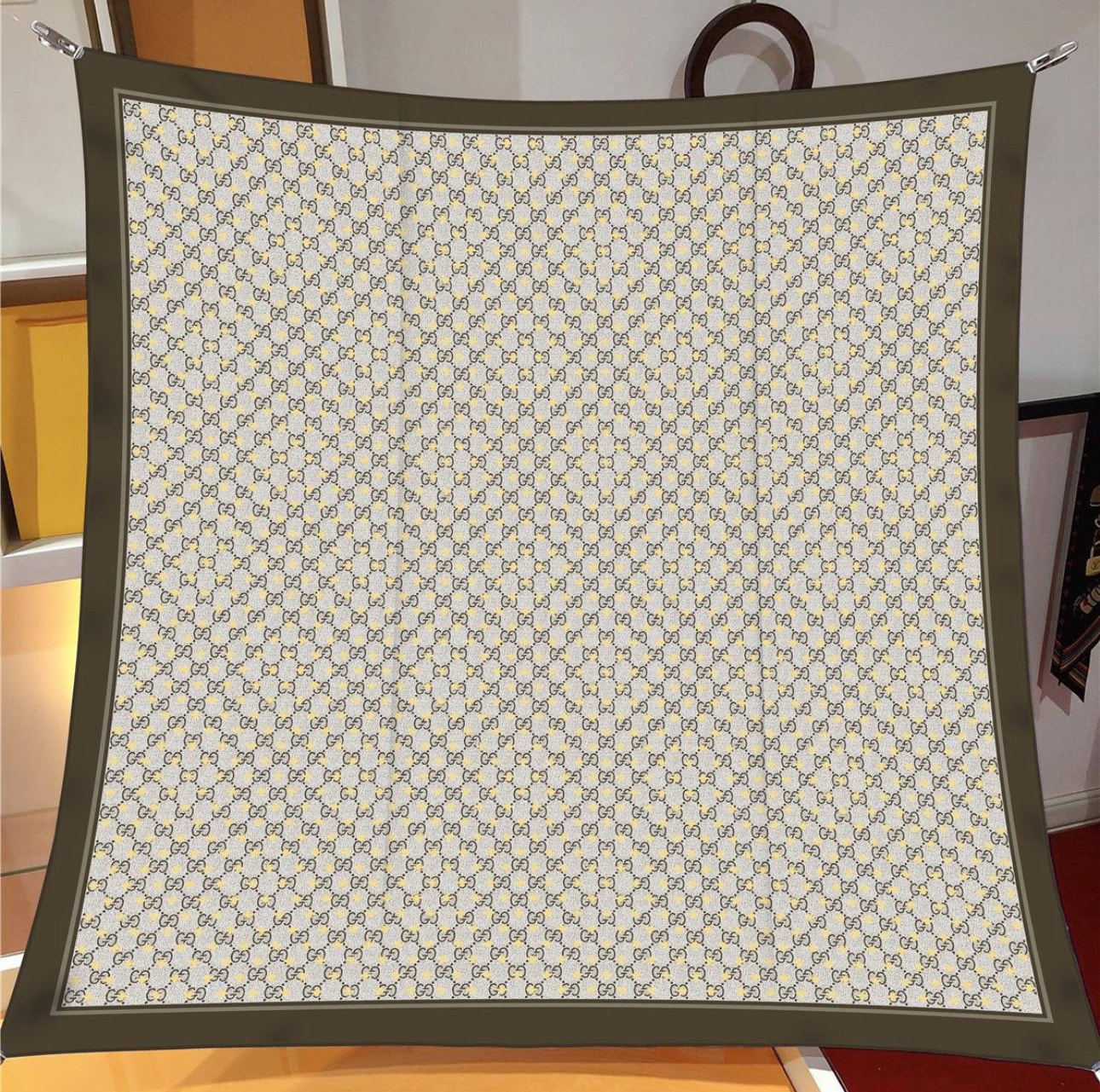 G Monogram Twill İpek Eşarp Kahve