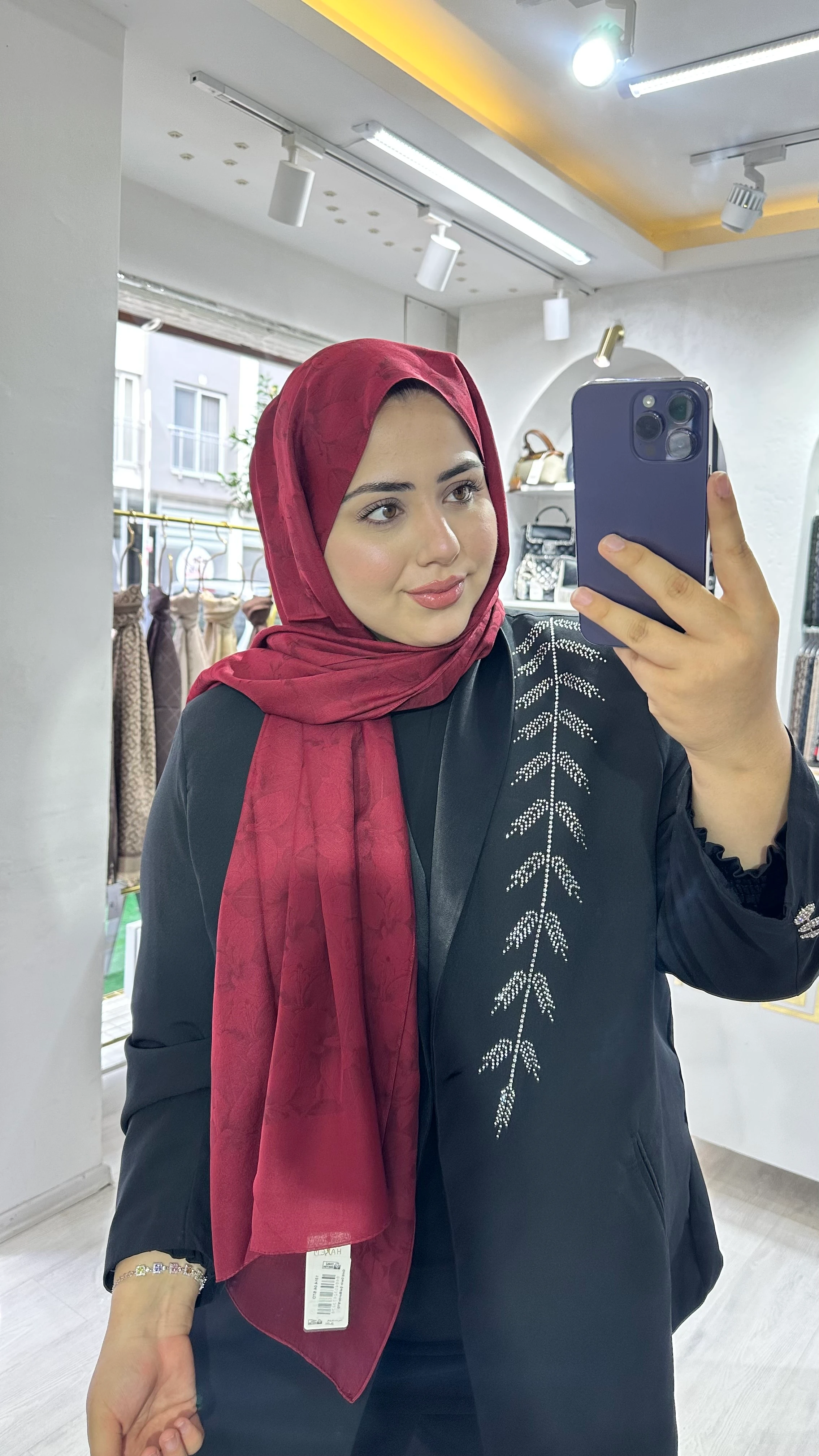 Gold Derin Viskon Şal Bordo