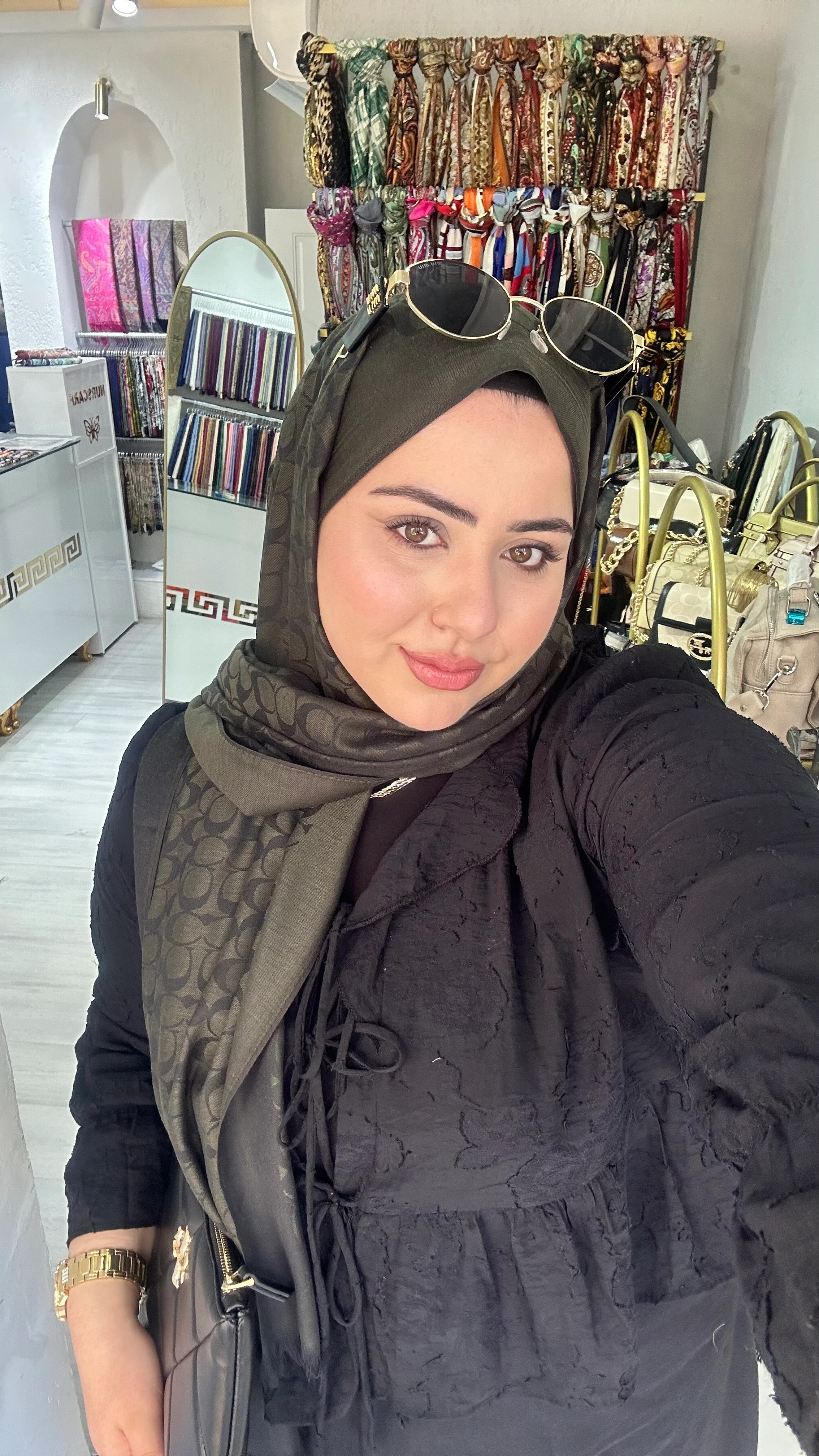 C Desen Yün İpek Şal Yeşil 