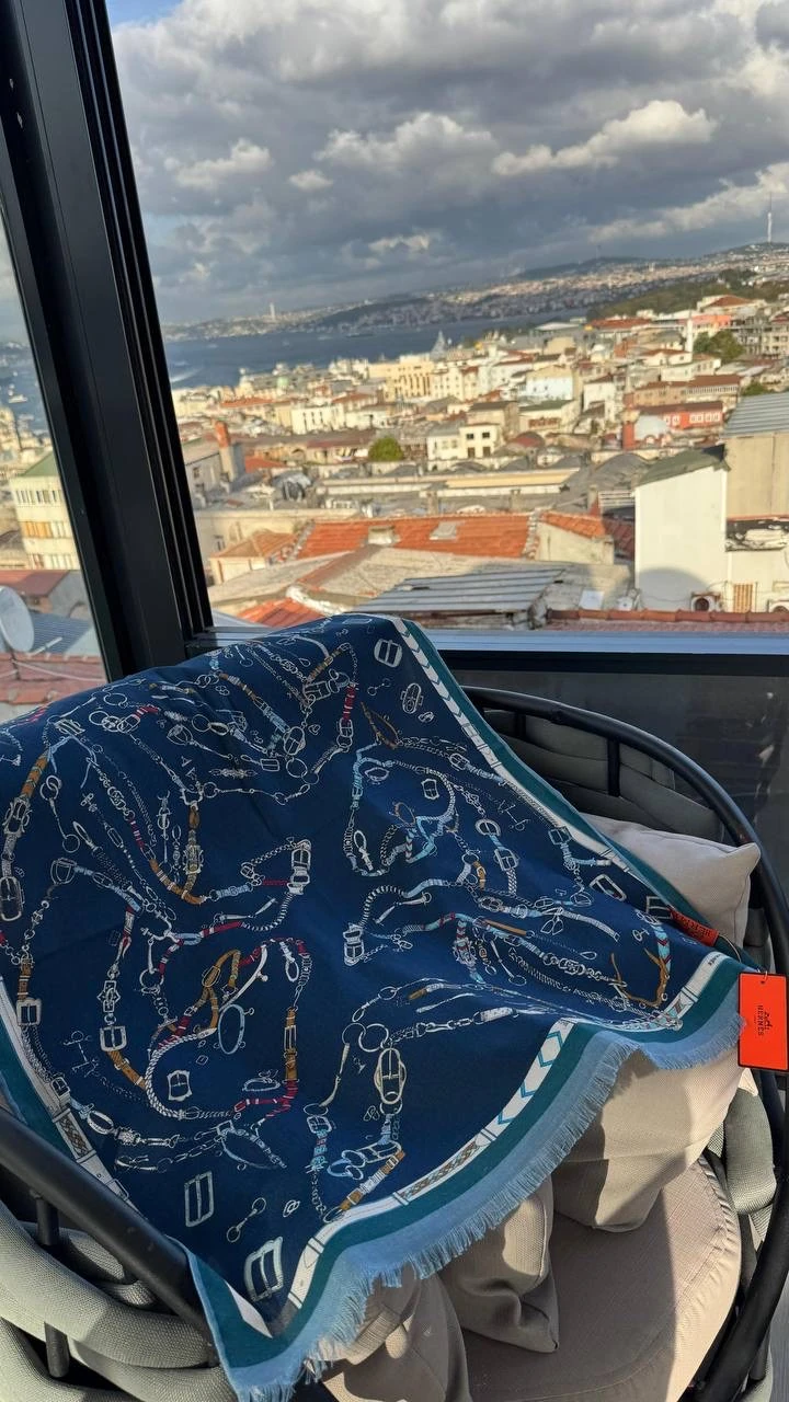 İthal Yün Kaşmir Şal Lacivert