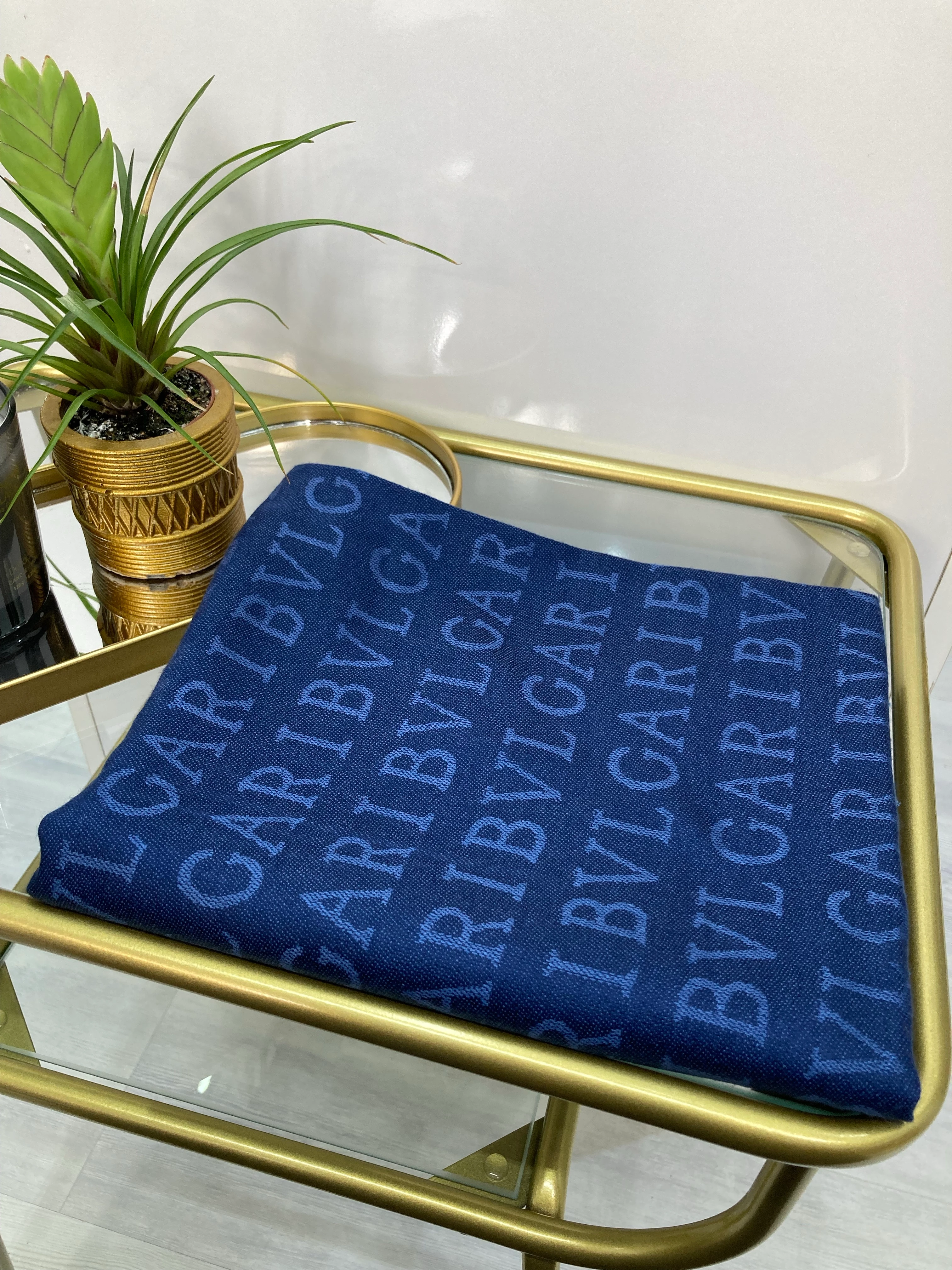 Bvlgr Desen Kaşmir İpek Şal Lacivert 