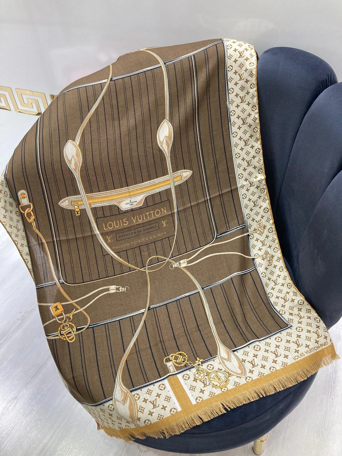 LV İthal Yün Kaşmir Şal Kahverengi