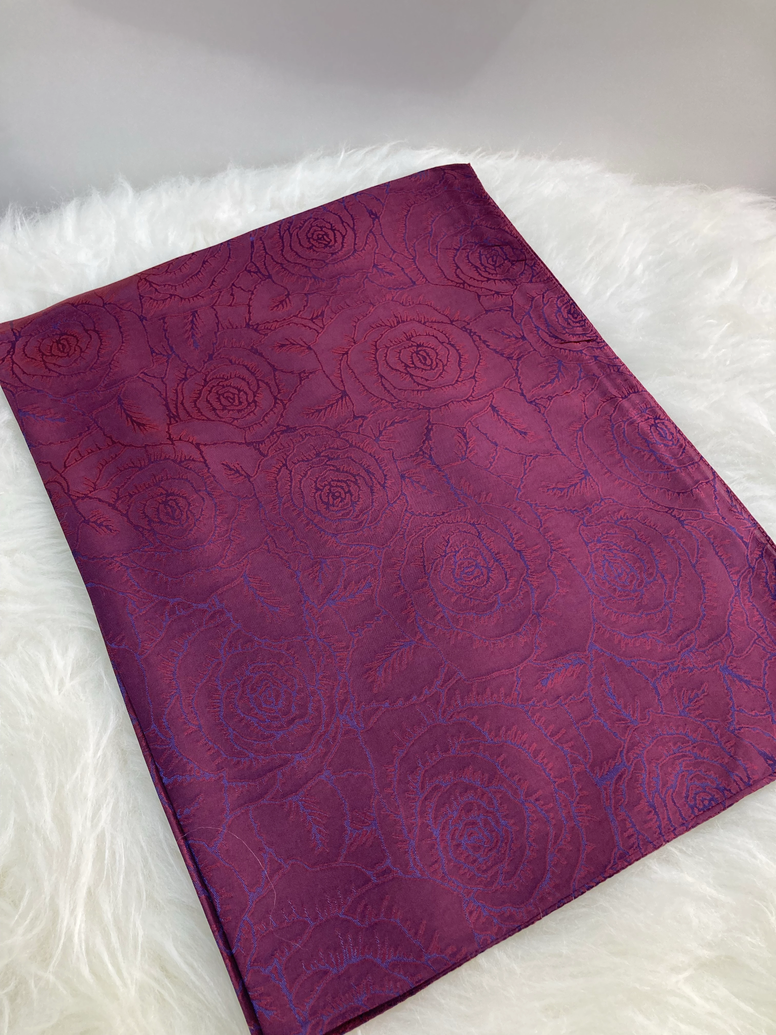 Rose İpek Dokuma Şal Bordo/Lacivert