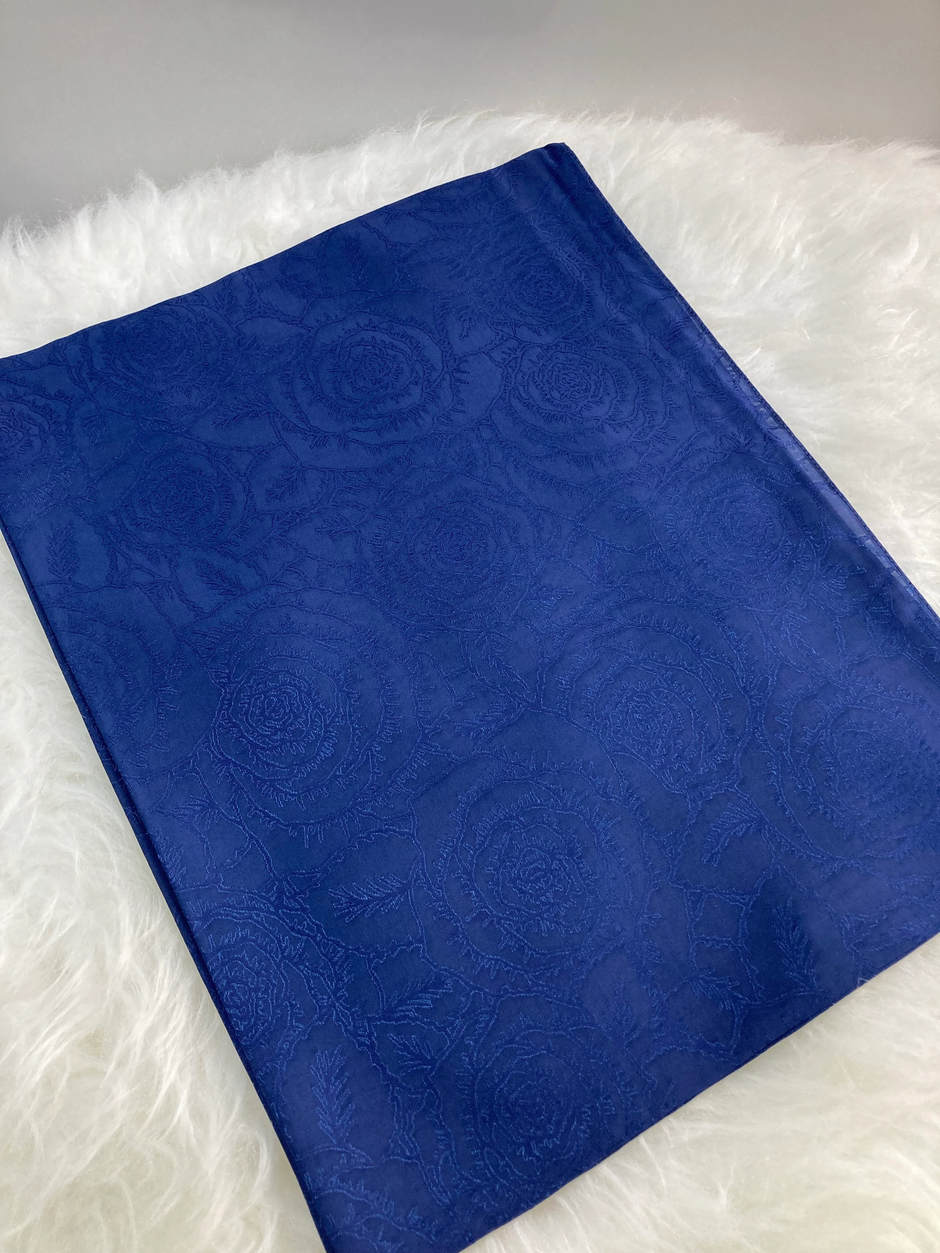 Rose İpek Dokuma Şal Lacivert