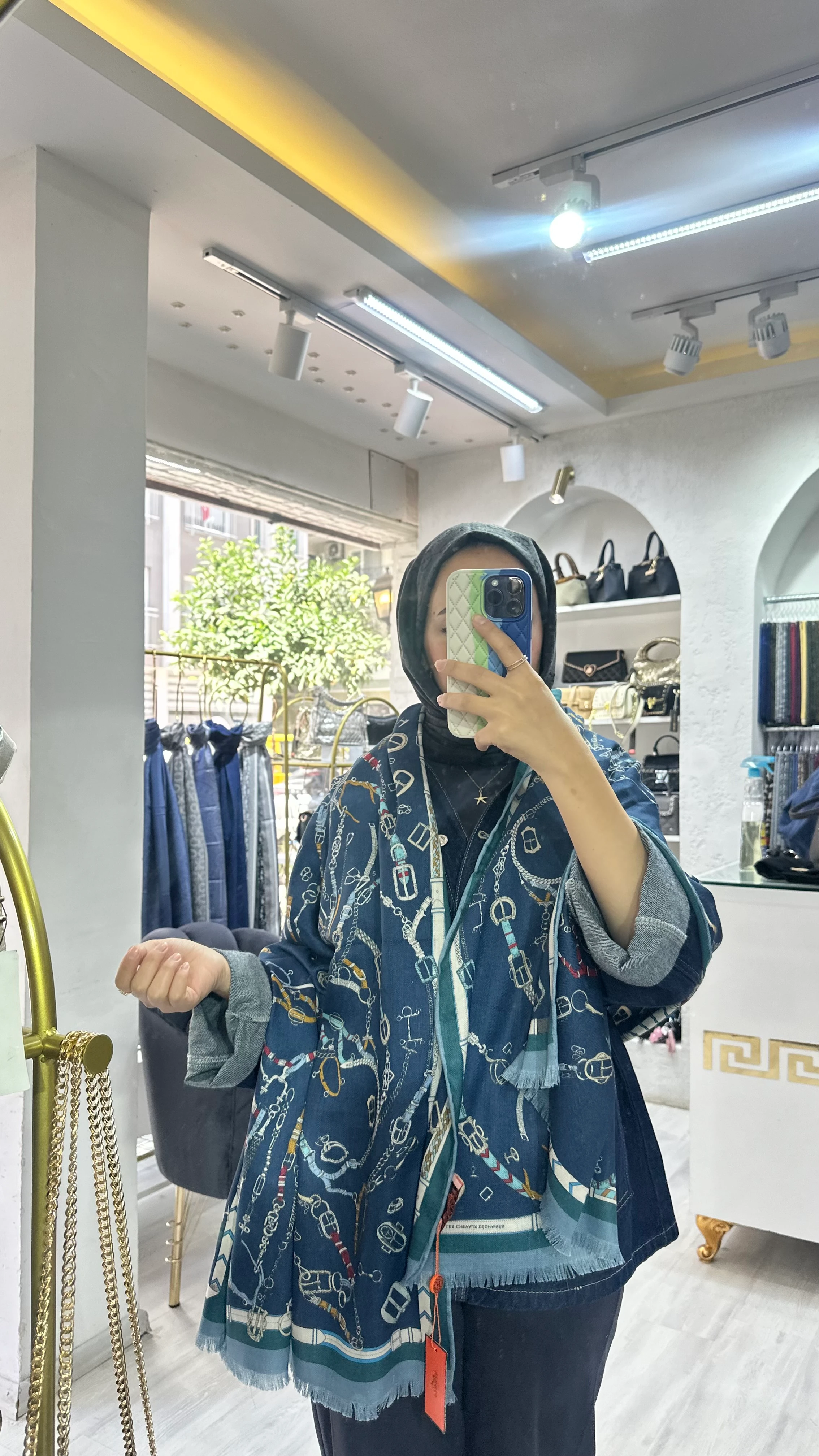 İthal Yün Kaşmir Şal Lacivert