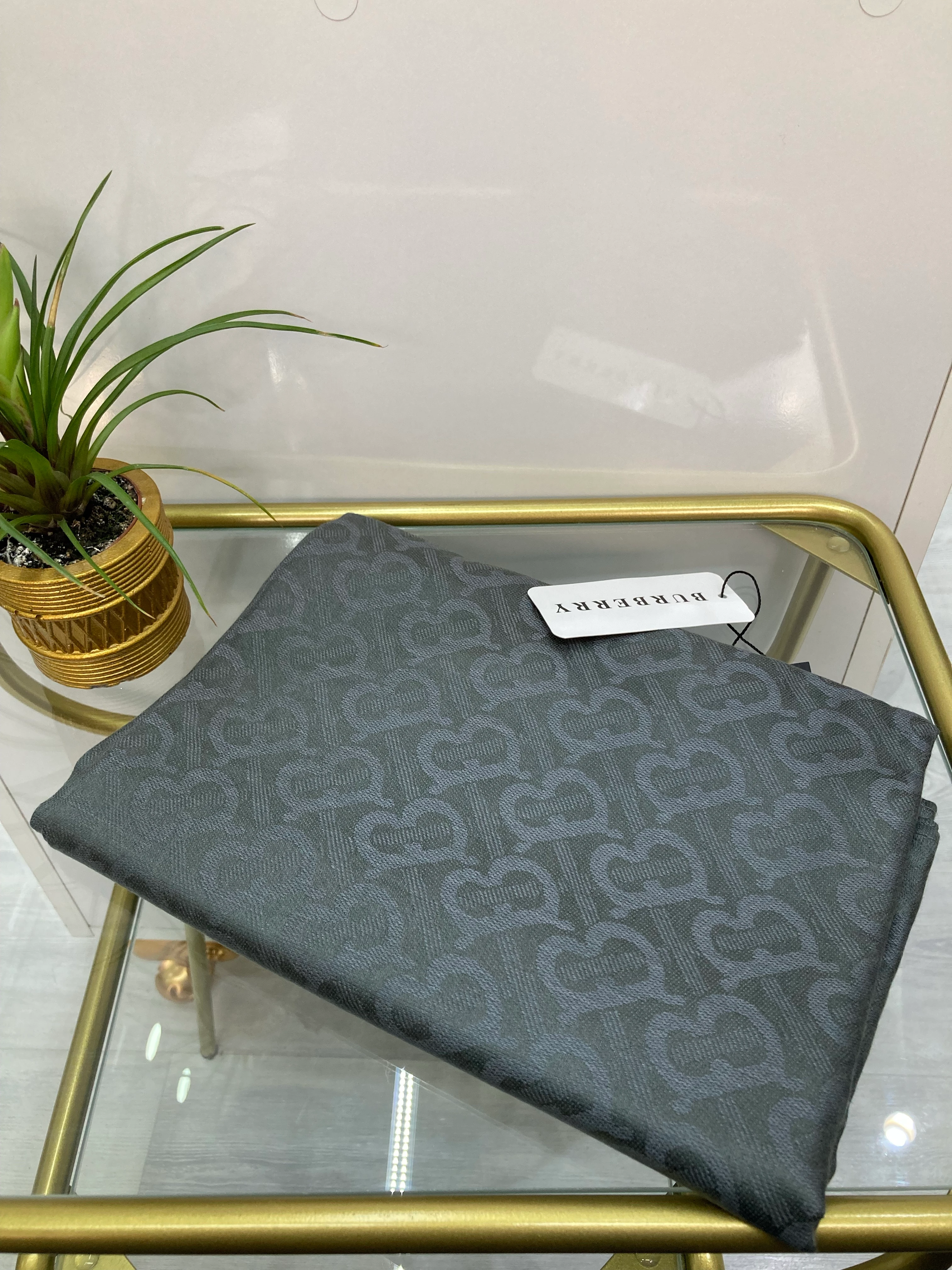 B Desen Kaşmir İpek Şal Füme