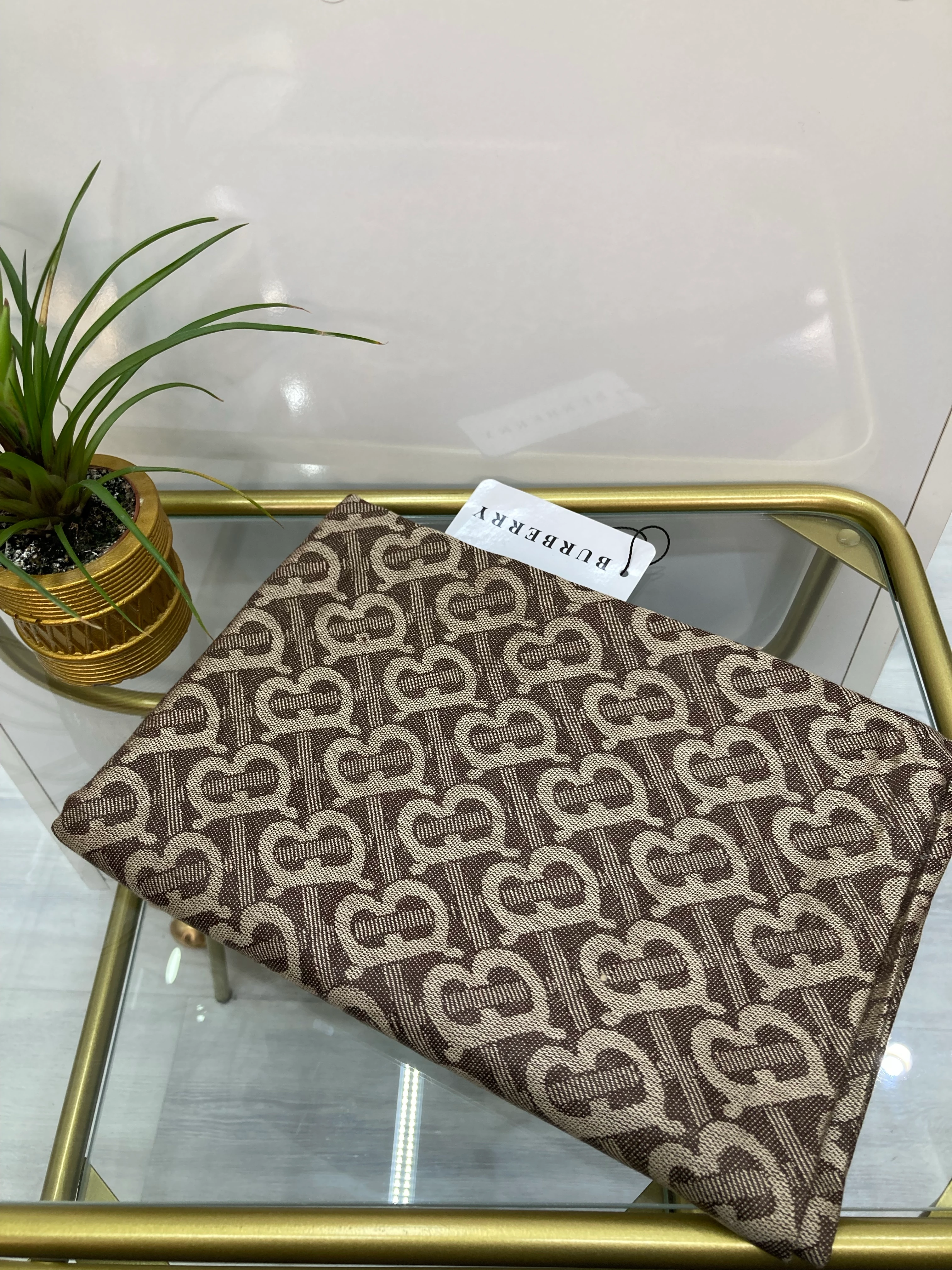 B Desen Kaşmir İpek Şal Kahverengi 