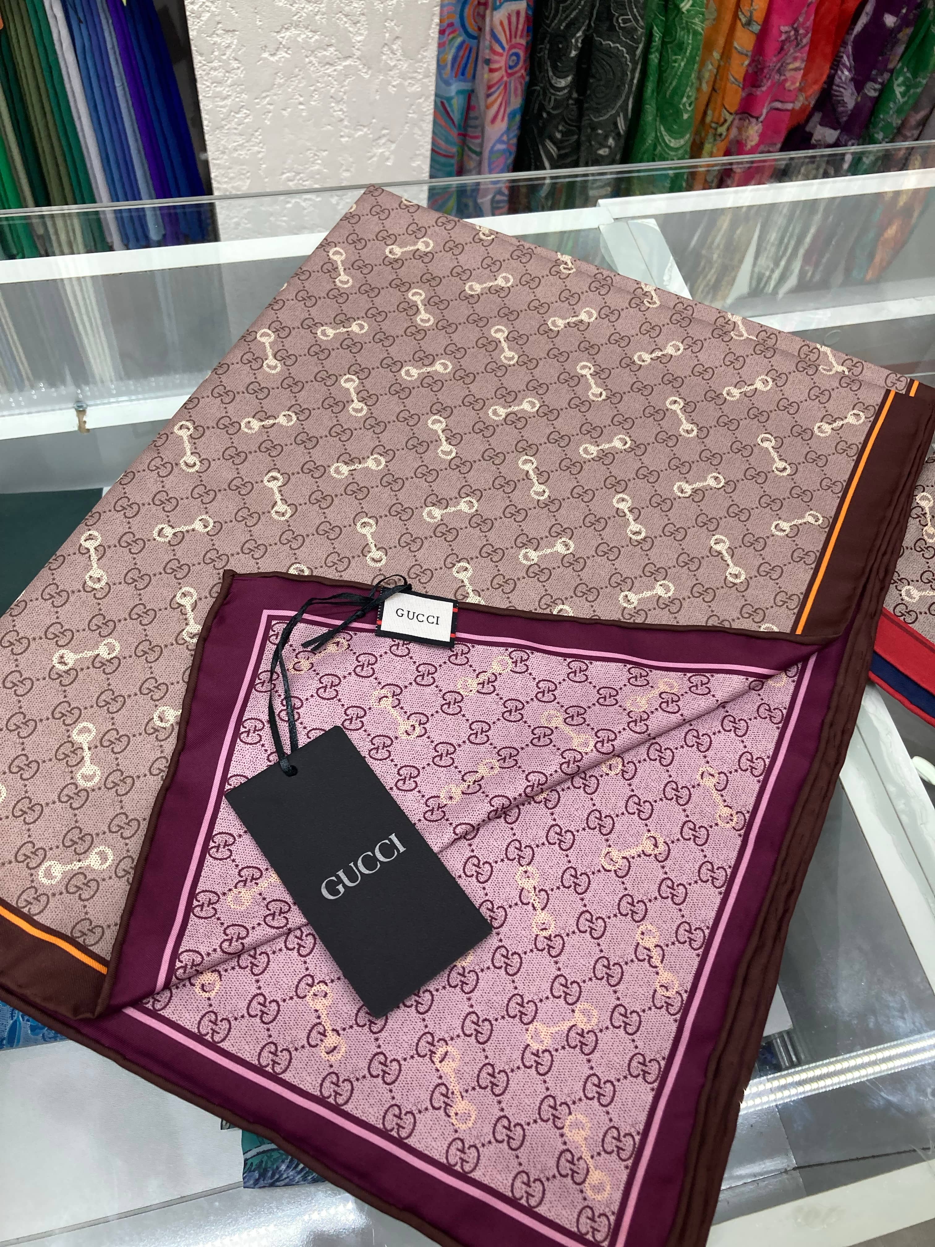 G Desen Çift Taraflı Twill İpek Şal 