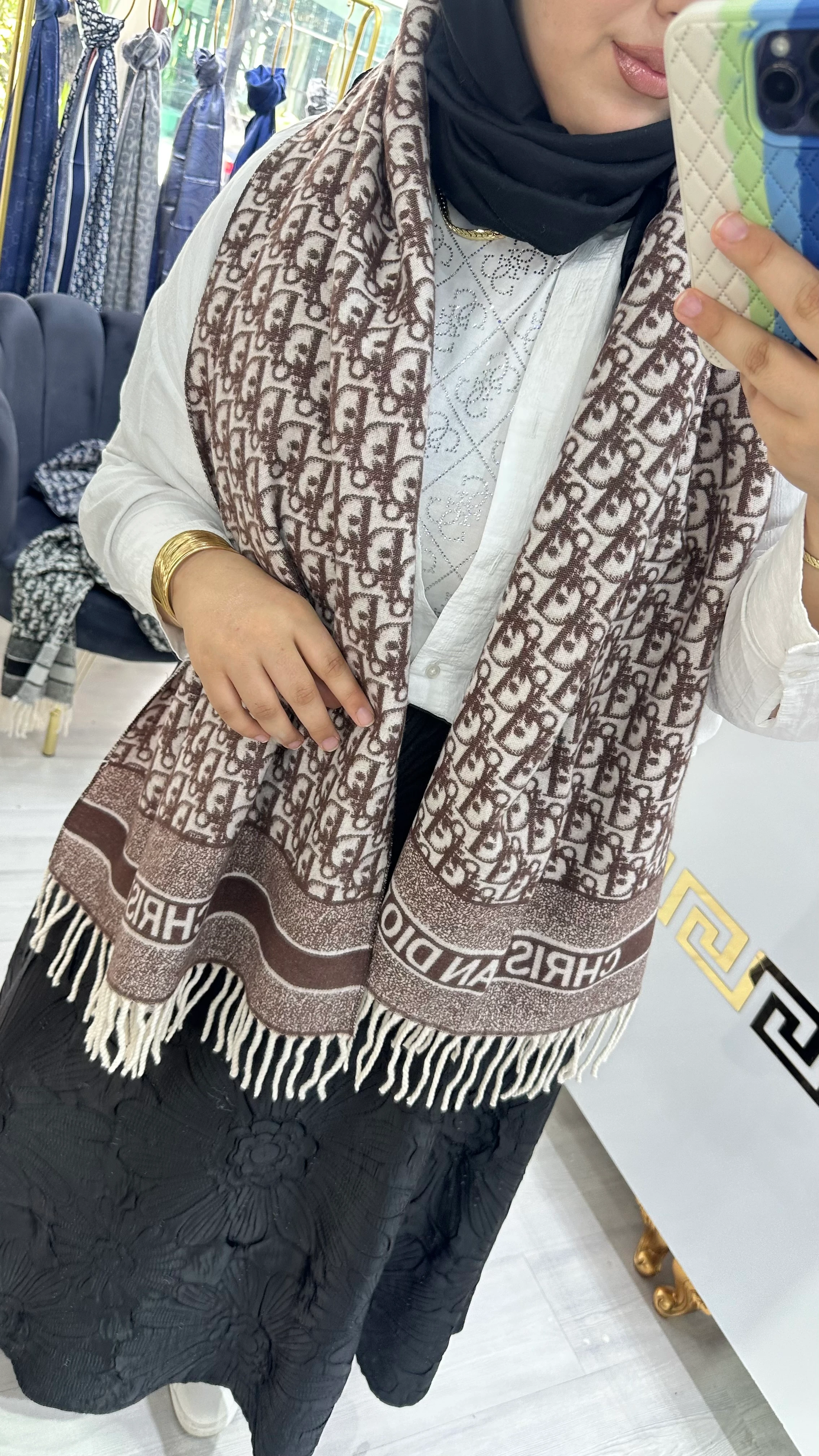 C/D Yün Omuz Şalı Kahve 