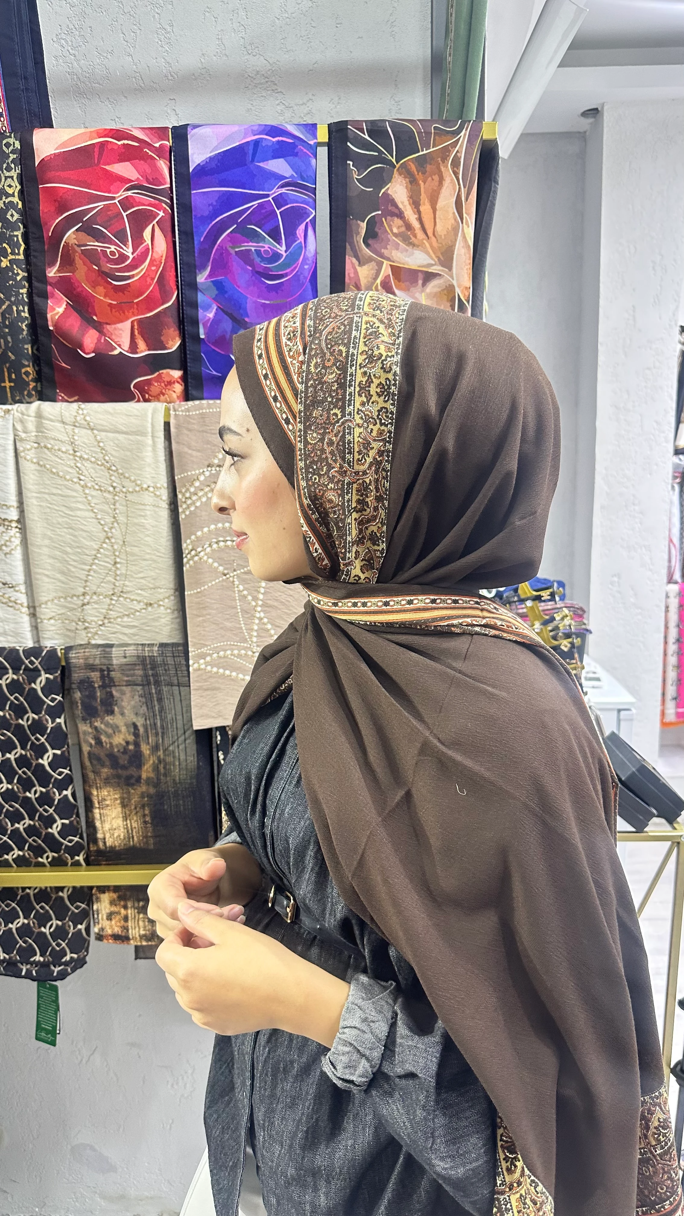 İthal Mio Kumlu Pamuk Şal Acı Kahve 