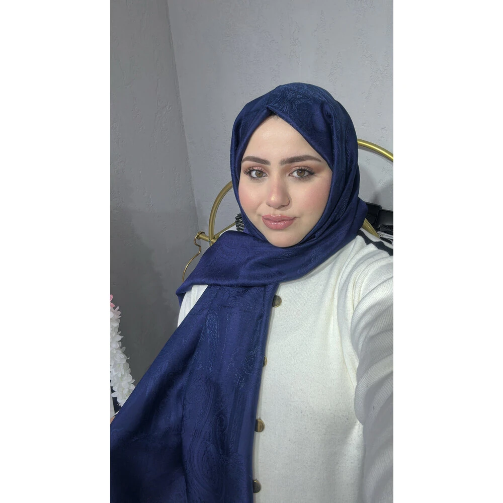 İpek Dokuma Etnik Desen Şal Lacivert