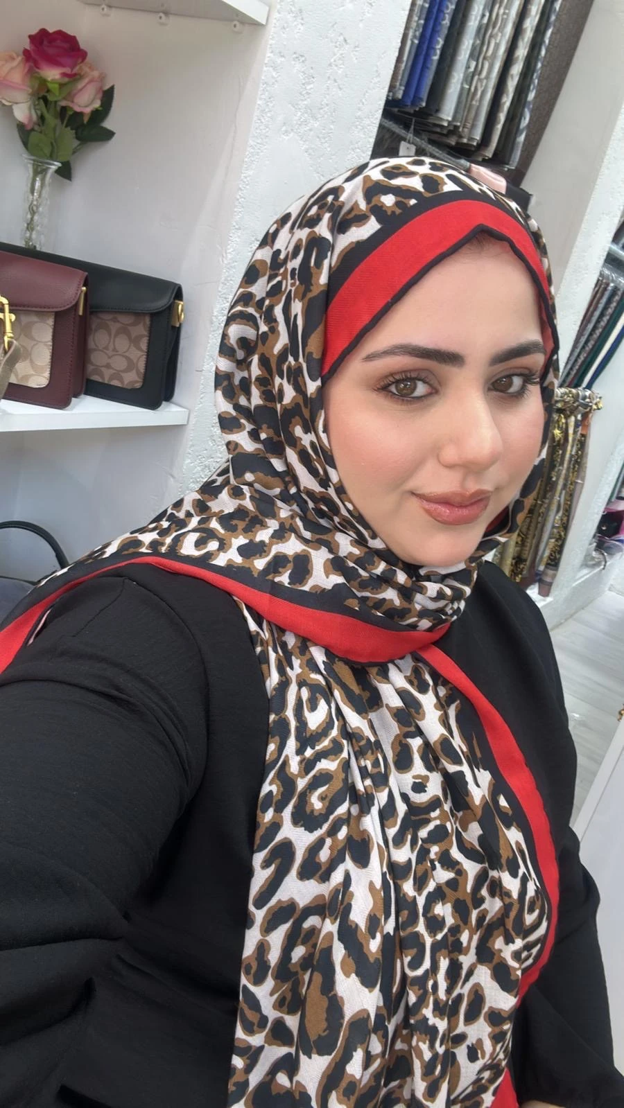 Leopar Desen Yün Pamuk Şal