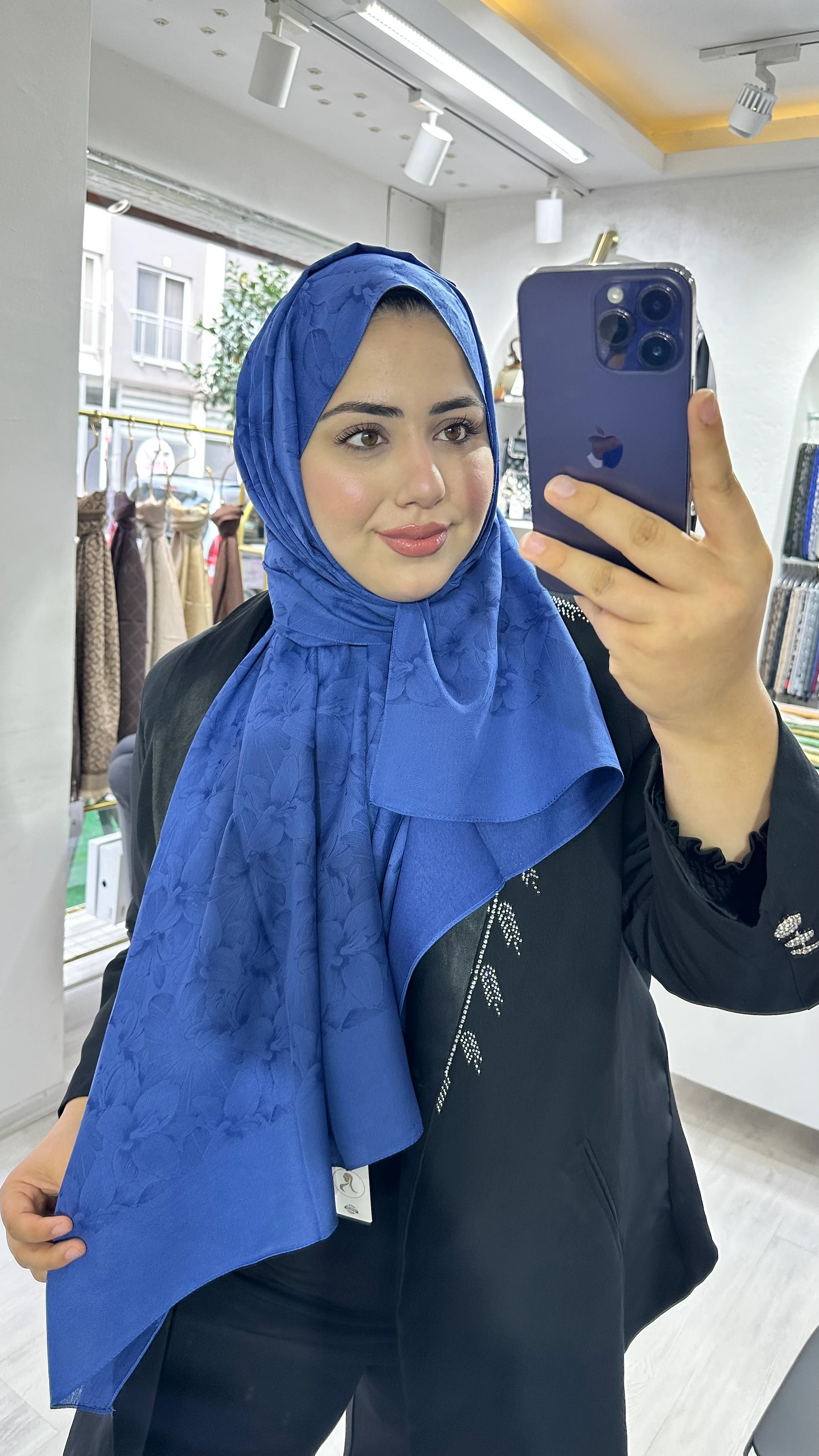 Gold Derin Viskon Şal Saks Mavi