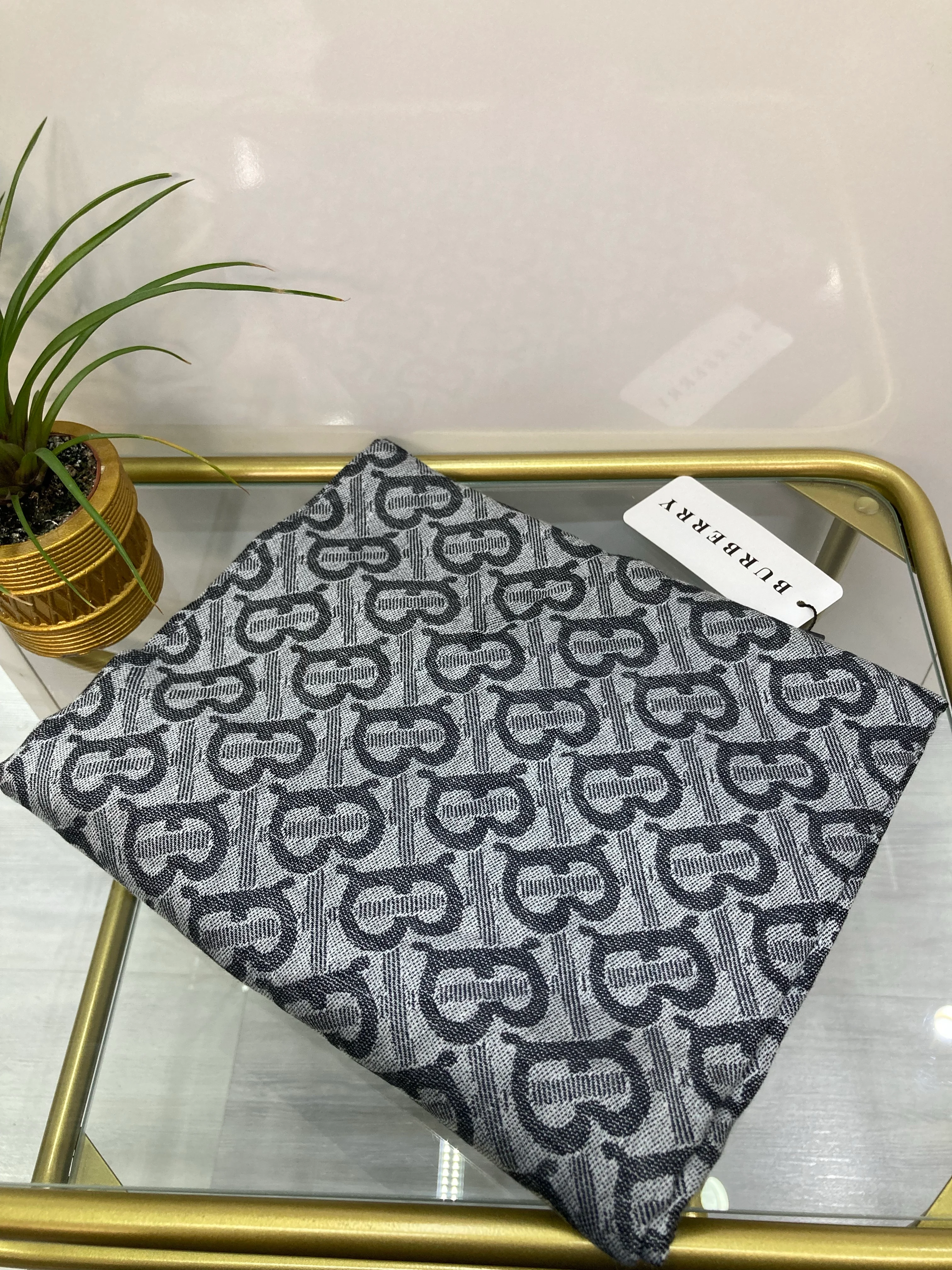 B Desen Kaşmir İpek Şal Gri