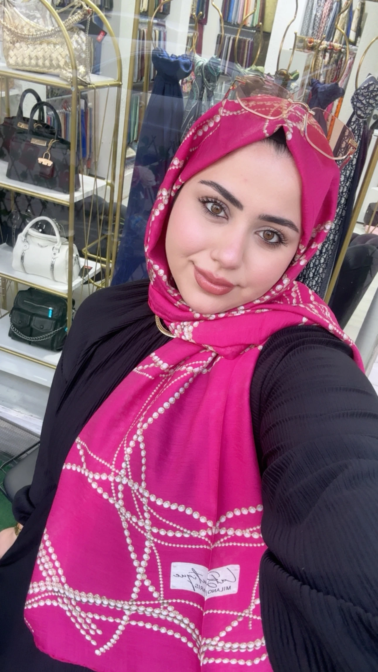 İnci Zincir Güz Şal Fuşya