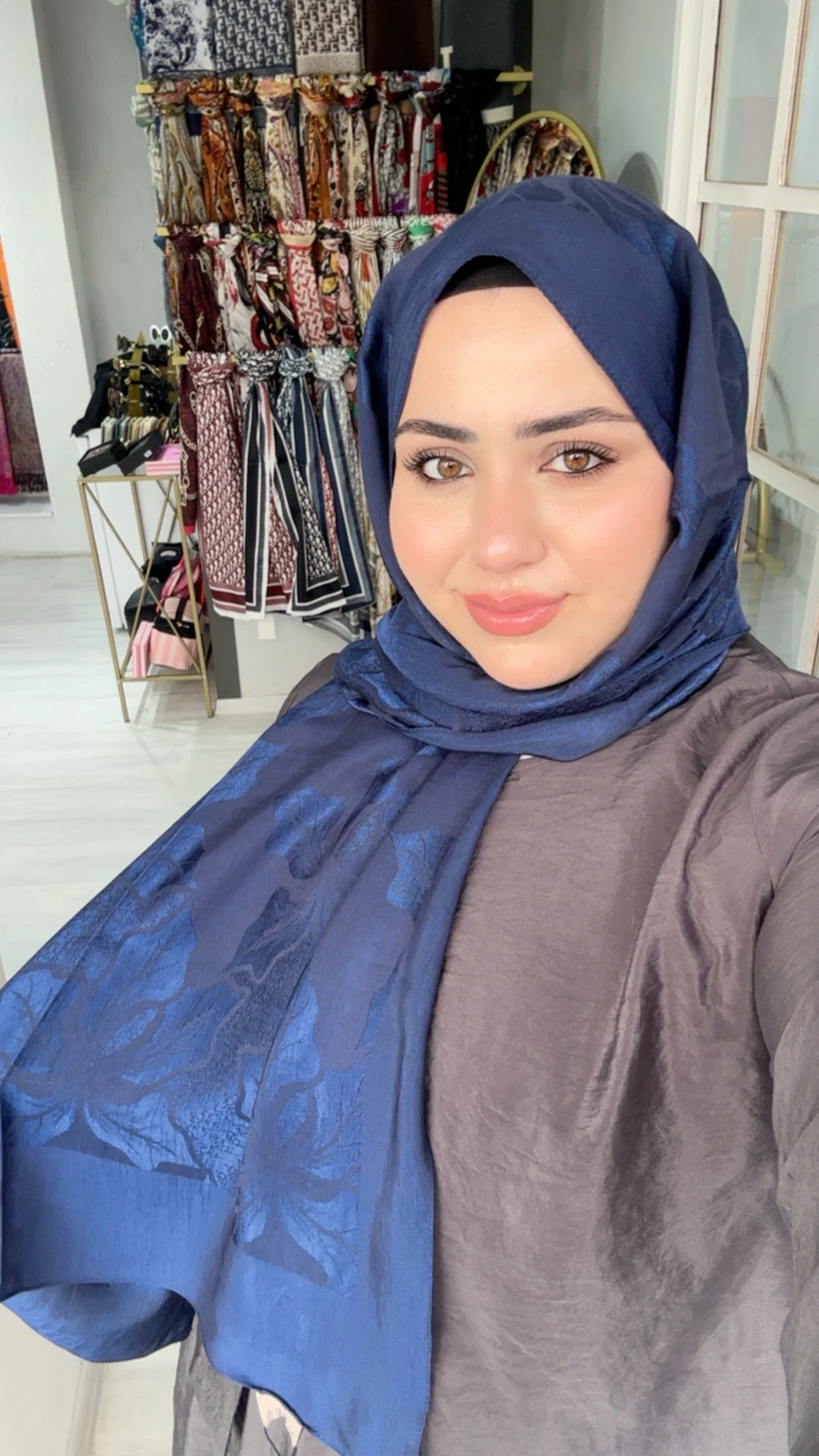 Noura Naia Pamuk Adel  Şal Lacivert 