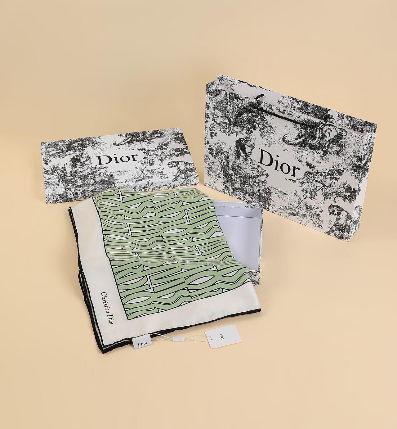 CD Monogram Twill İpek Eşarp Su Yeşili