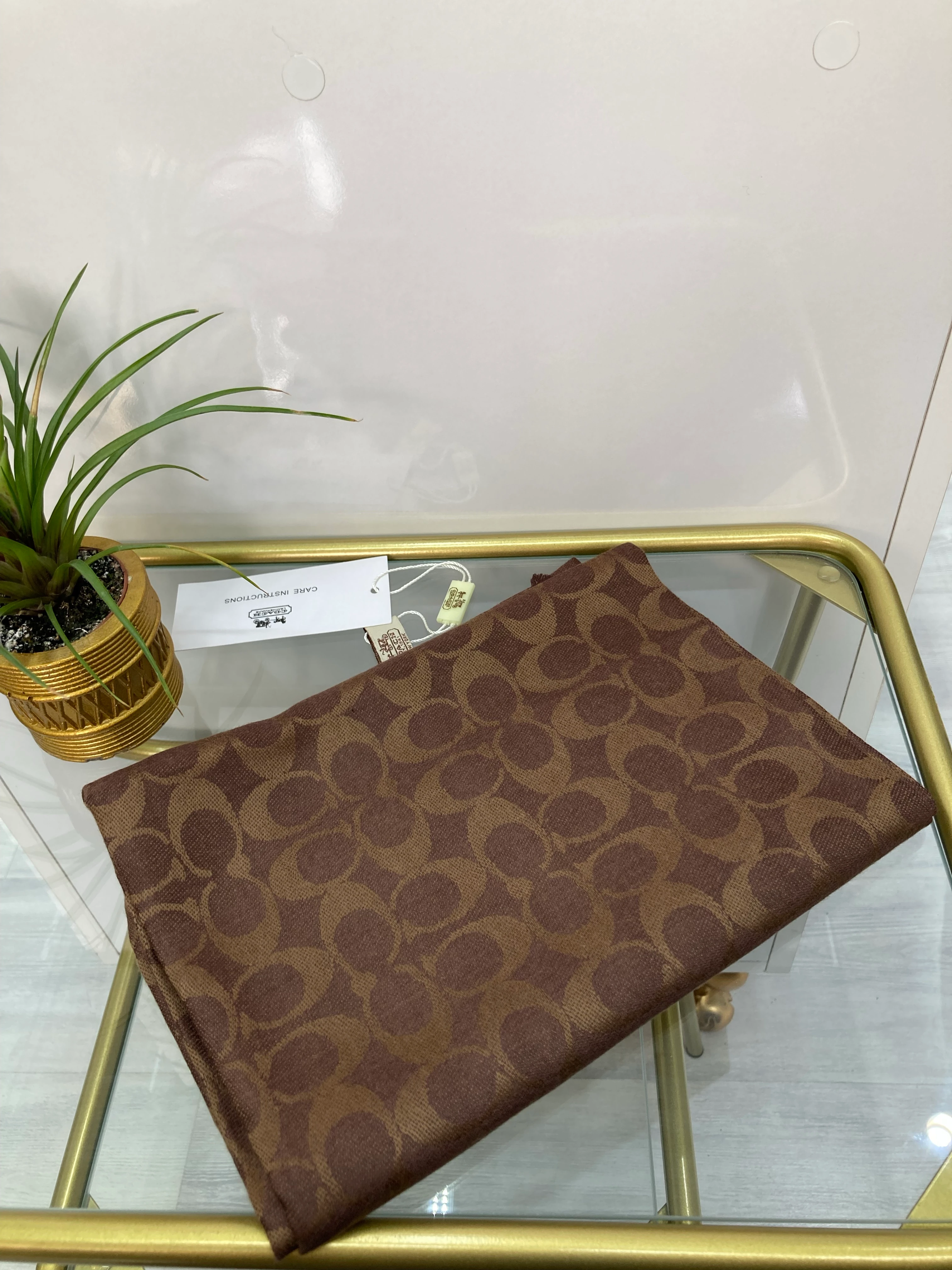 C Desen Kaşmir İpek Şal Kahverengi 