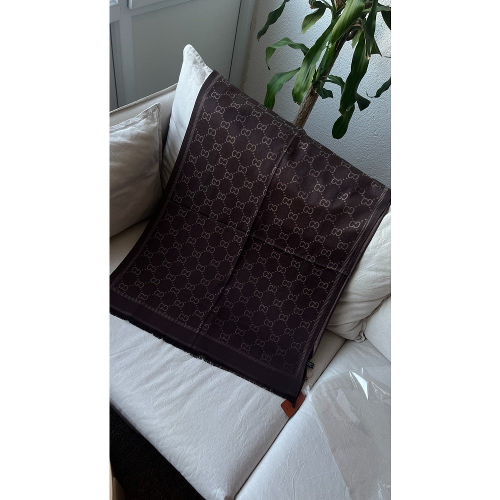G Desen Simli İpek Şal Acı Kahve