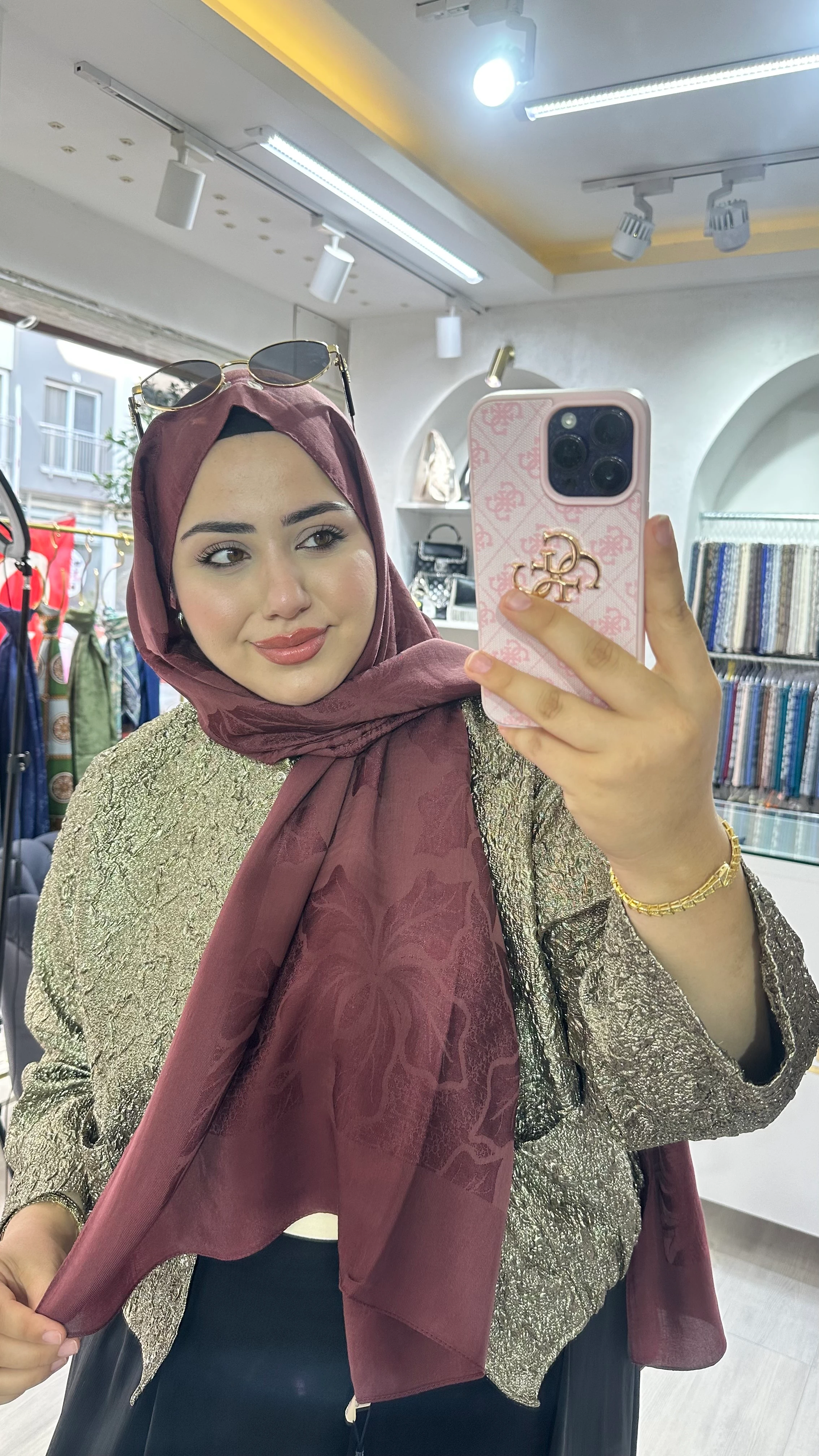 Noura Naia Pamuk Adel Şal Bordo 