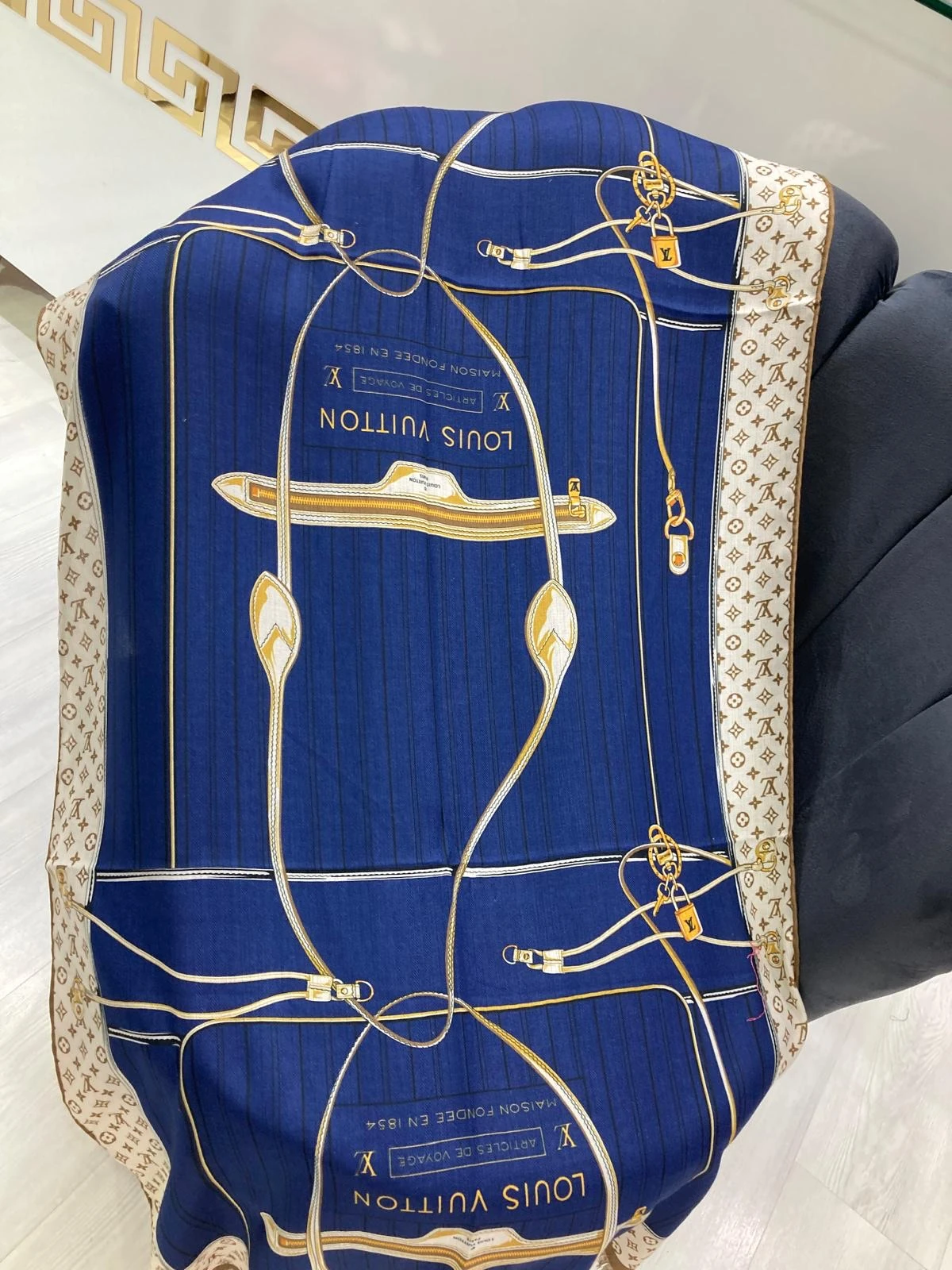 LV İthal Yün Kaşmir Şal Lacivert