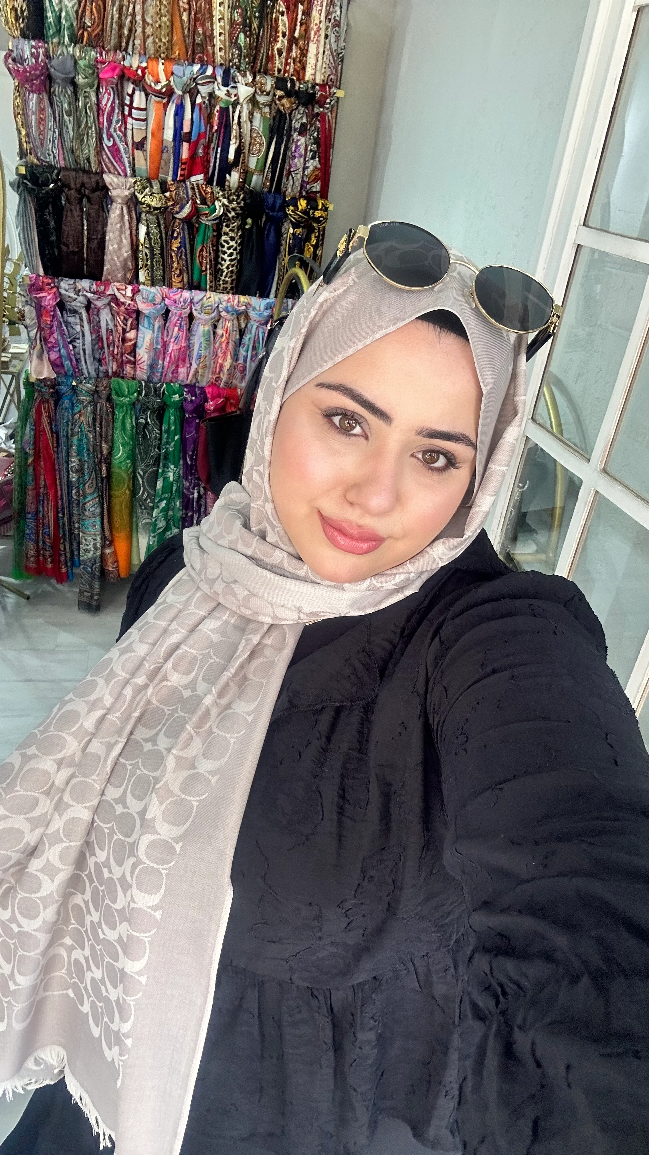 C Desen Yün İpek Şal Kum Beji 