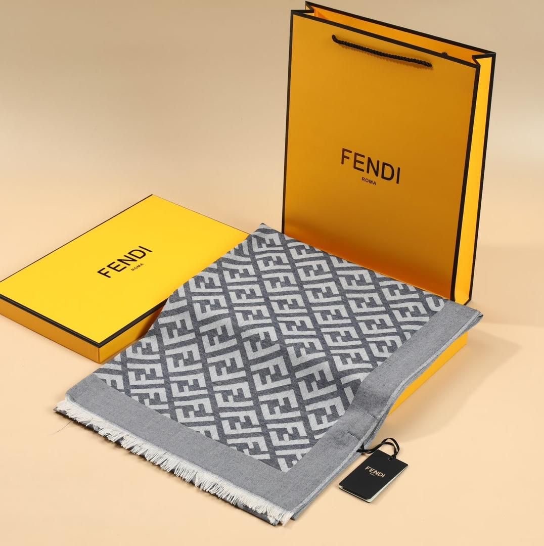 F Desen Yün İpek Şal Kot Mavi